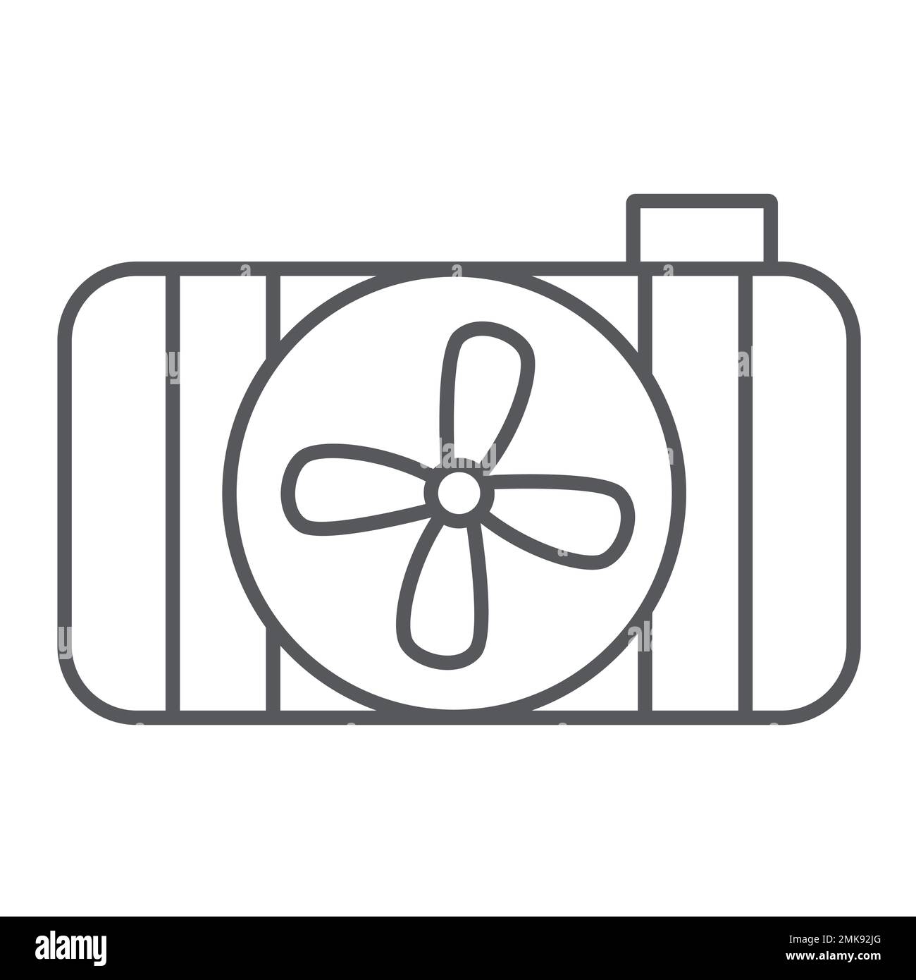 Car radiator thin line icon, auto and part, cooling system sign, vector graphics, a linear pattern on a white background, eps 10. Stock Vector