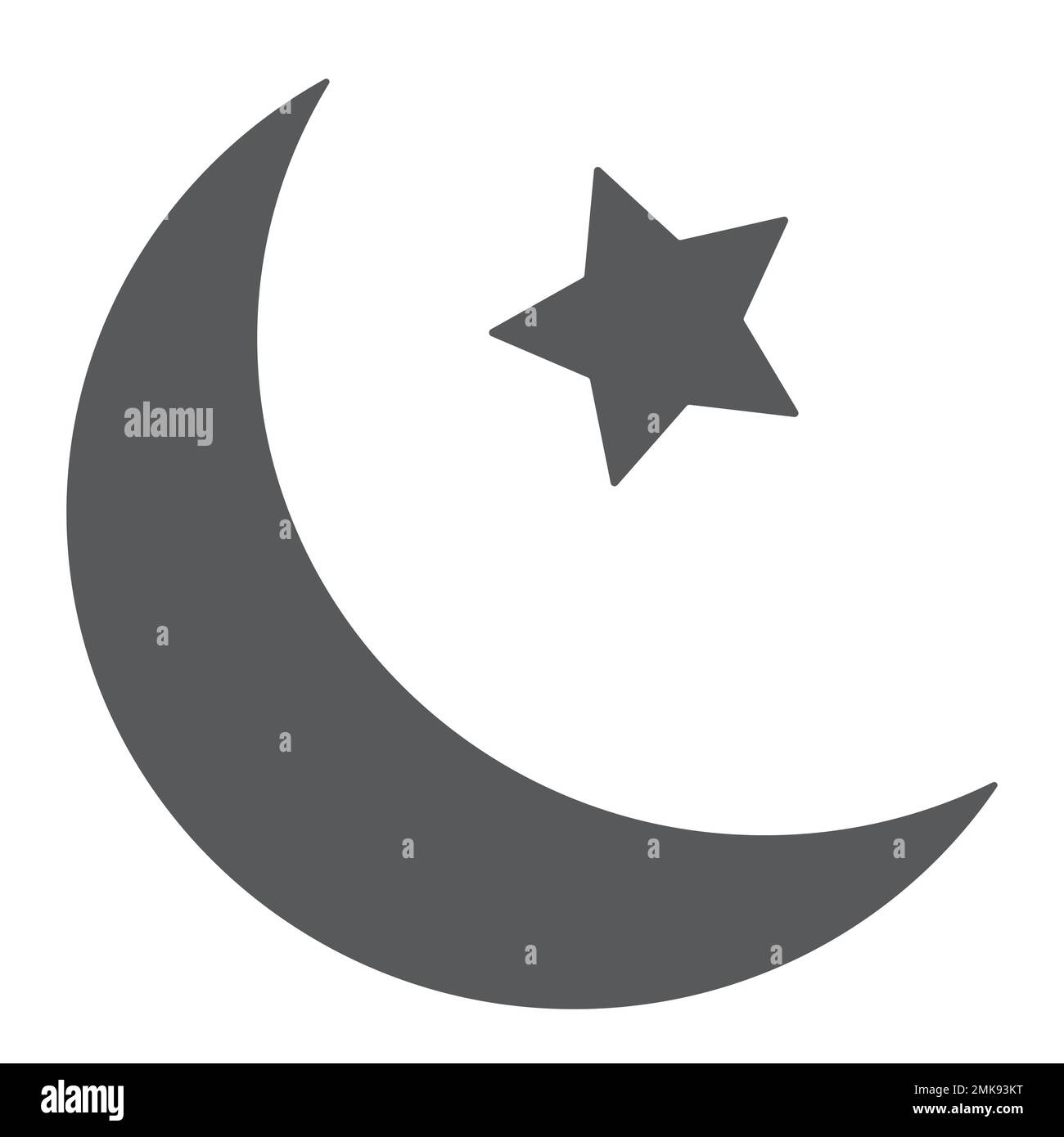 Islamic crescent glyph icon, arabic and islam, moon and star sign