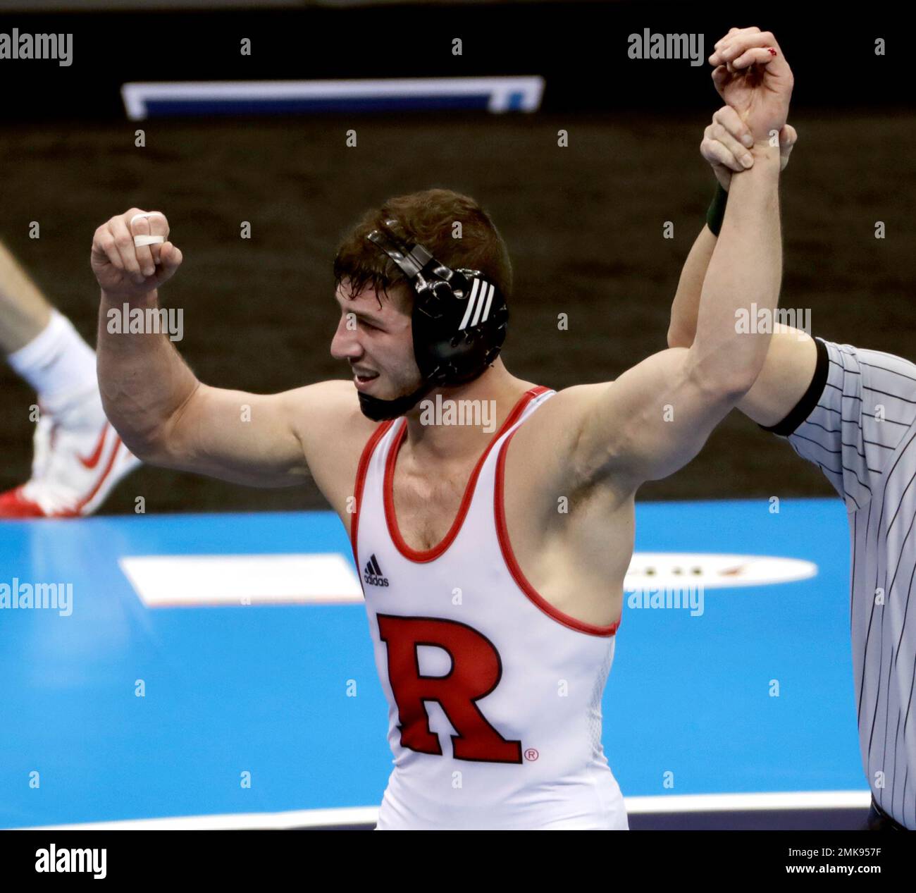 Rutger's Anthony Ashnault celebrates his win over Ohio State's Micah