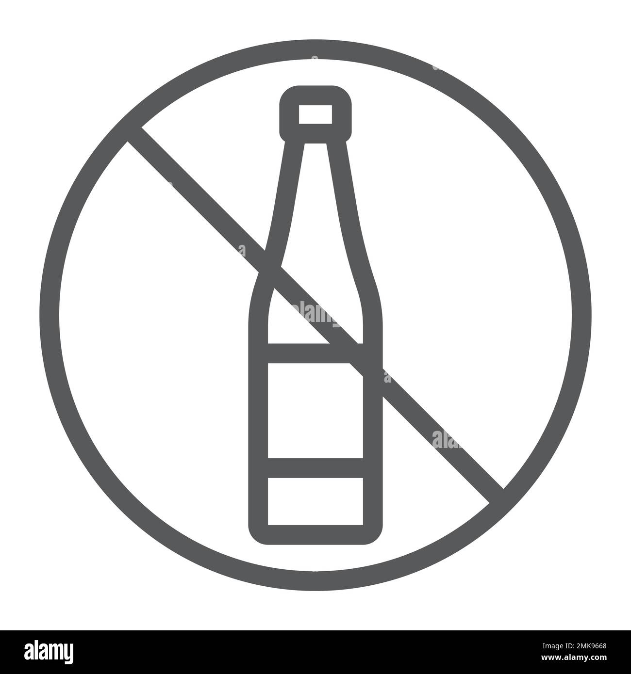 No alcohol line icon, drink and warning, alcohol forbidden sign, vector ...