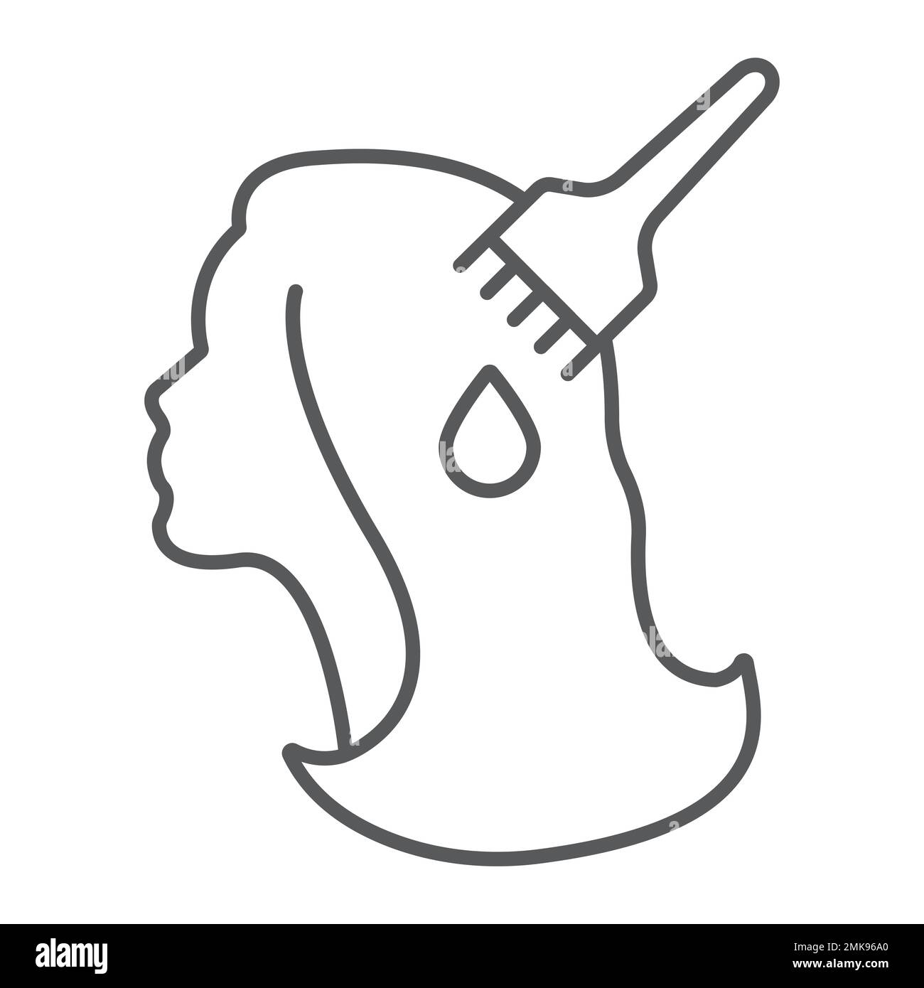 Hair color thin line icon, beauty and hairstyle, hair brush sign