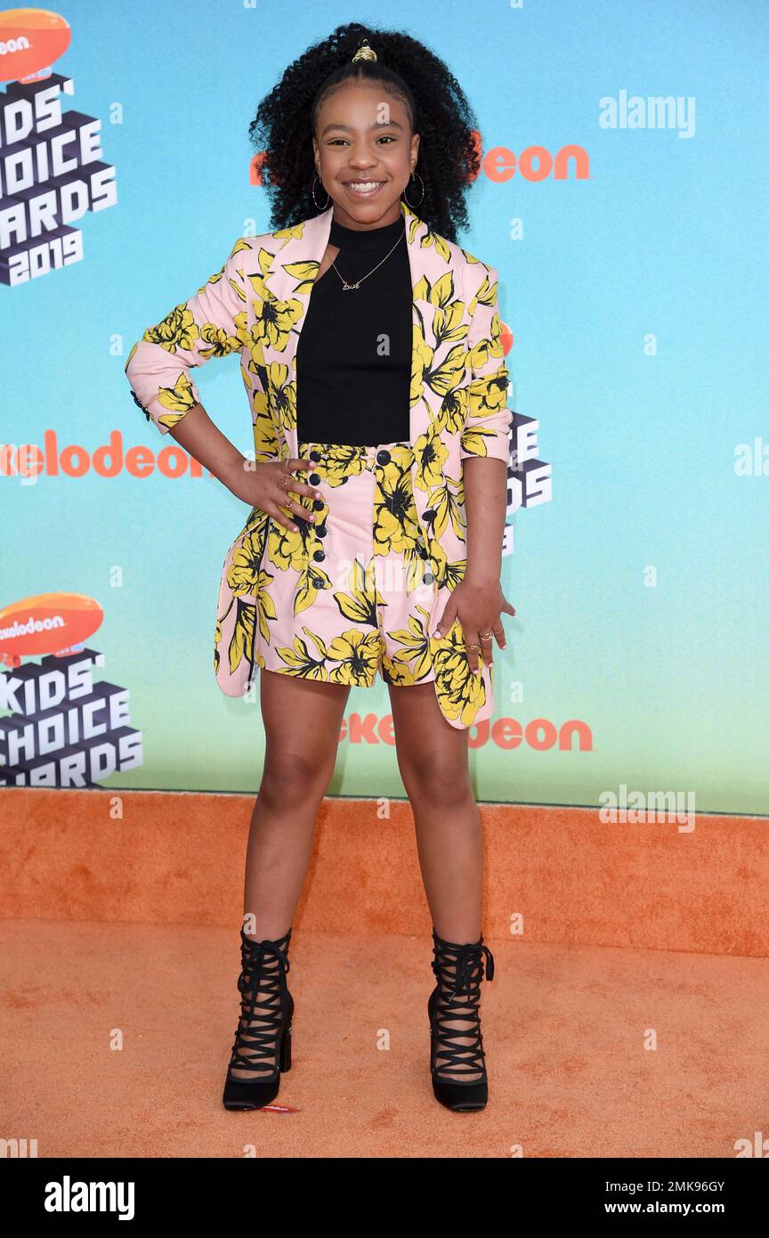 Priah Ferguson arrives at the Nickelodeon Kids' Choice Awards on