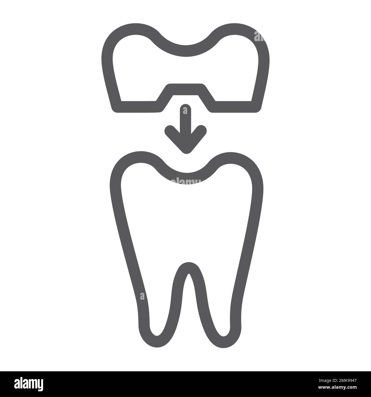 Dental crown line icon, teeth and dentistry, tooth sign, vector