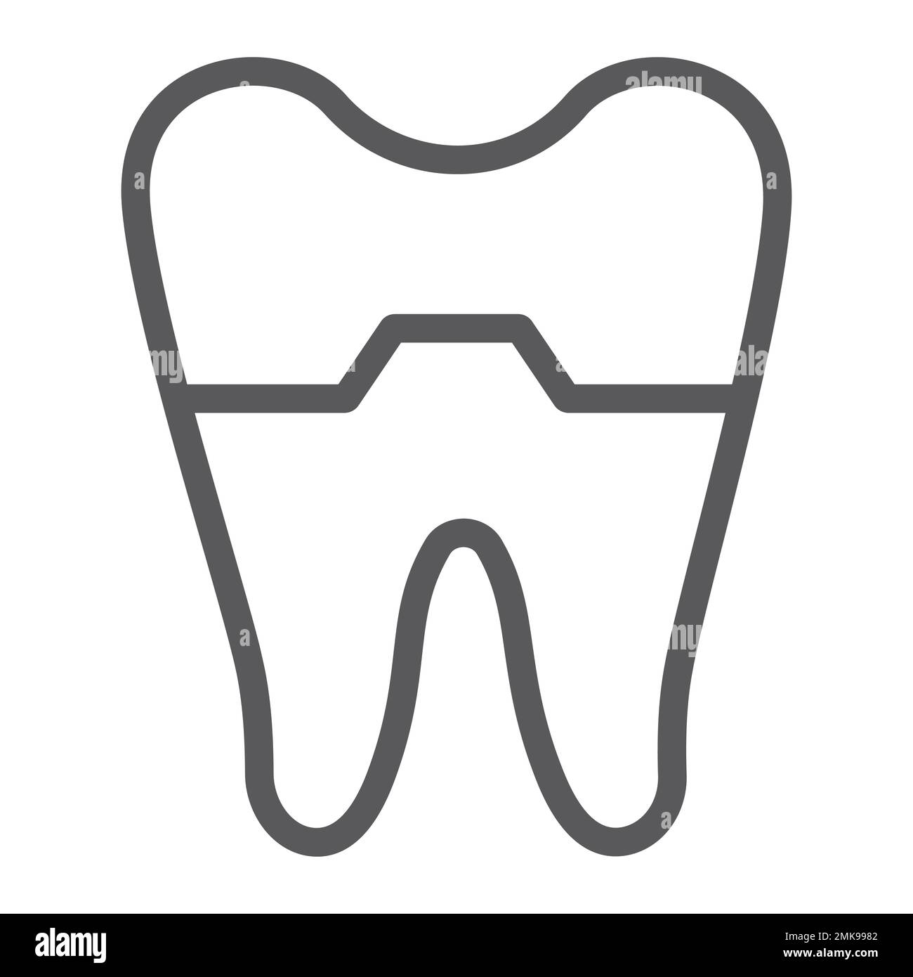 Damaged tooth line icon, dentist and dental, cracked tooth sign, vector ...