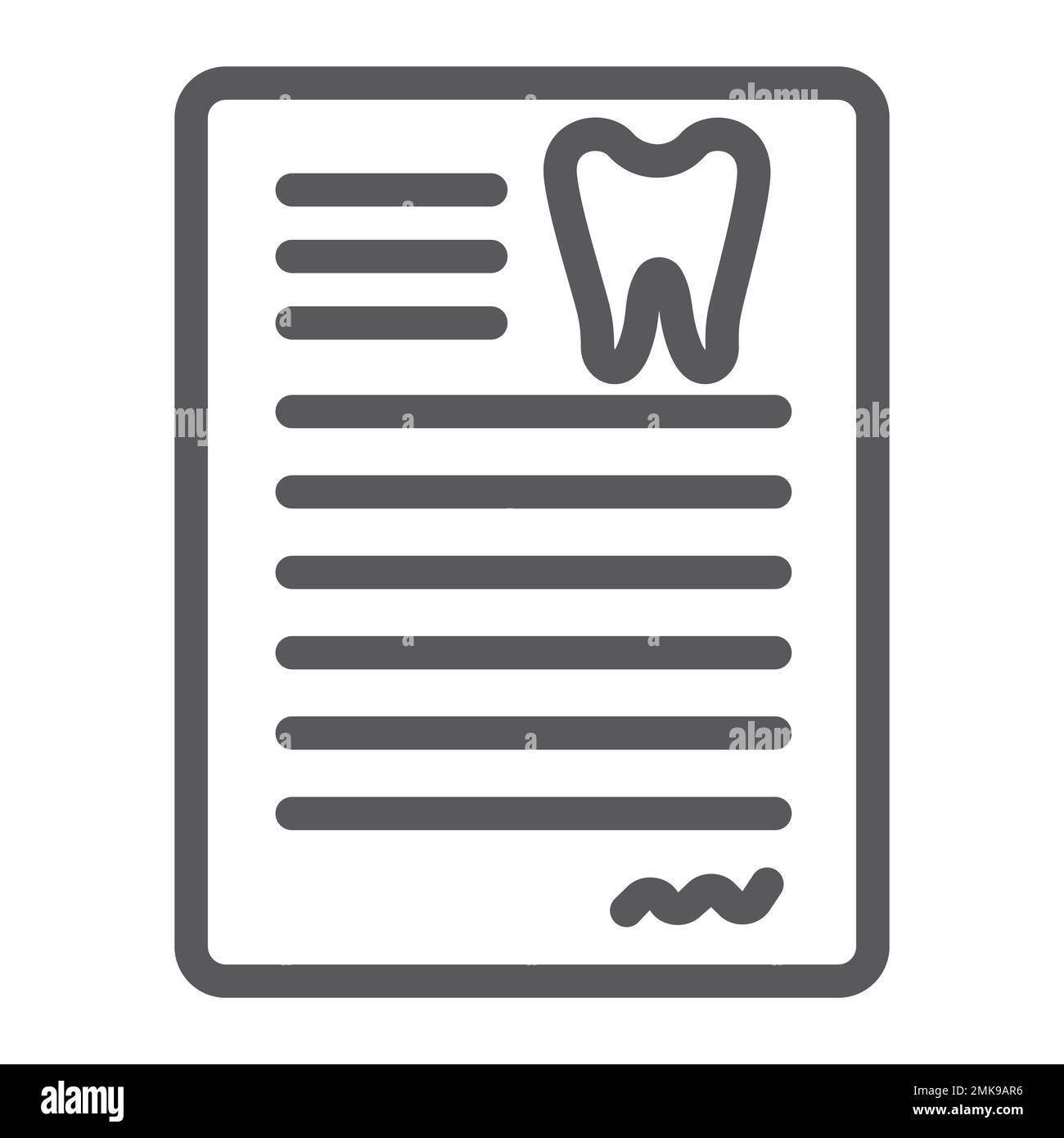 Dental document line icon, dentist and paper, dental card sign, vector