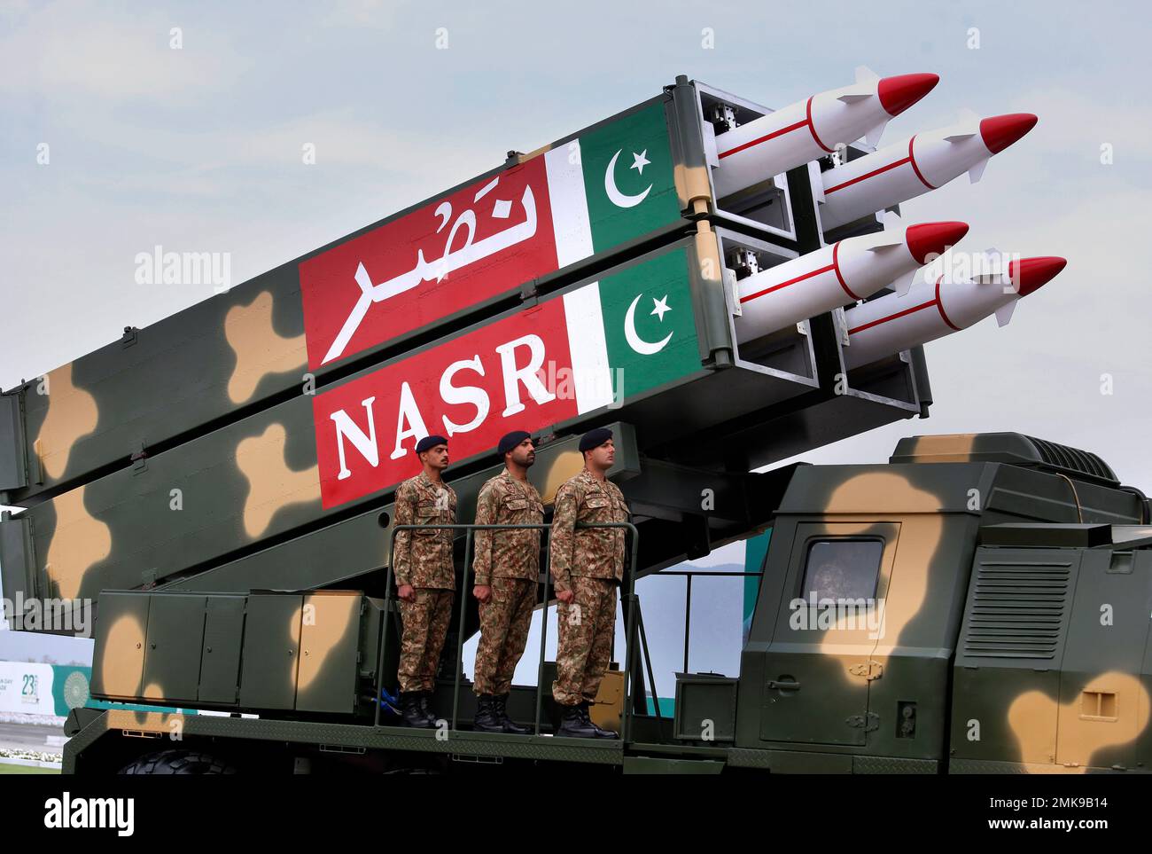 A Pakistani-made ballistic missile NASR is loaded on a trailer rolls ...
