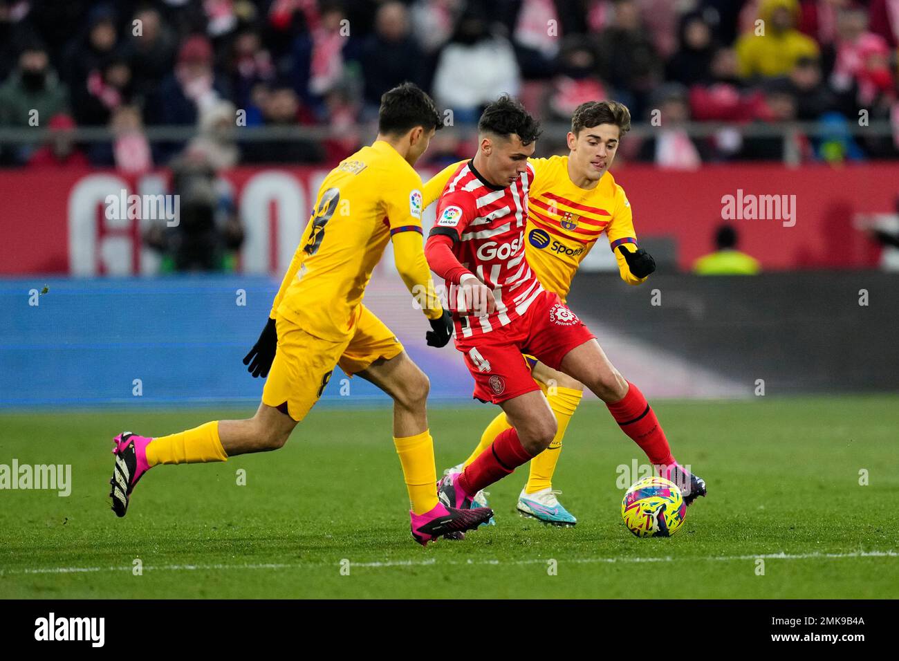 Girona, Spain. 28th Jan, 2023. Pedri (FC Barcelona), Arnau (Girona FC