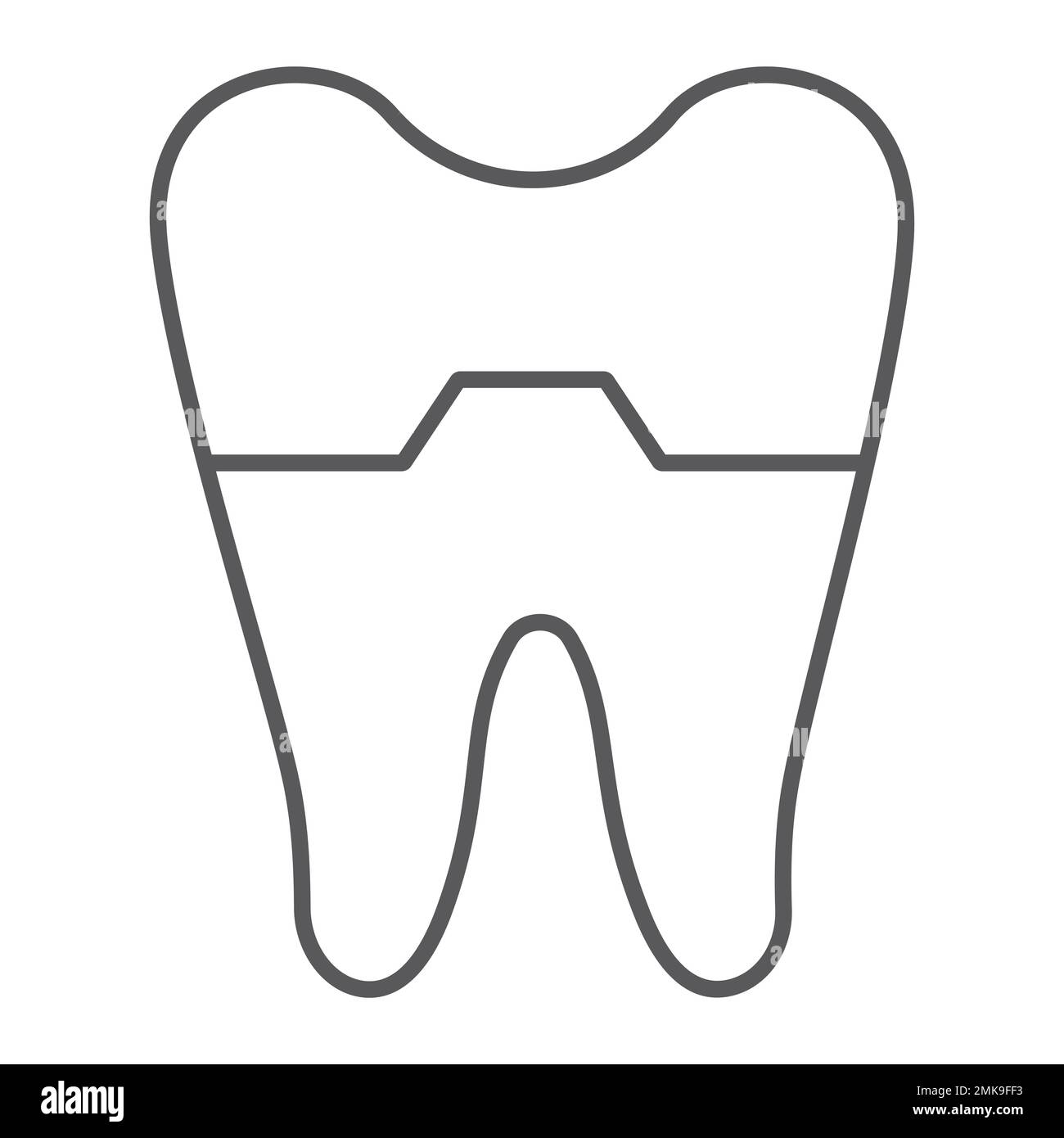 Damaged tooth line icon, dentist and dental, cracked tooth sign, vector ...