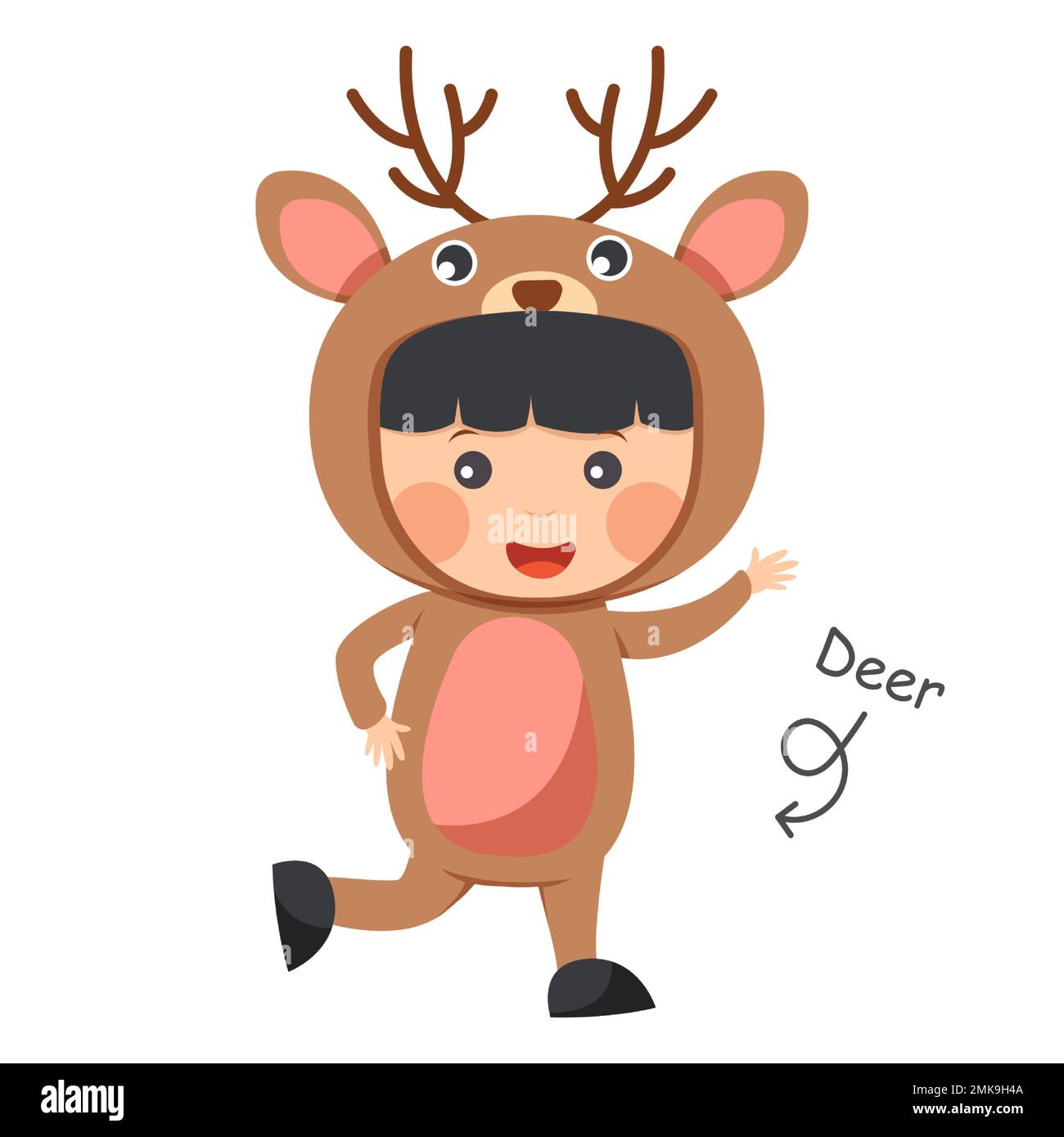 Happy child is wearing Deer animal costumes . Vector Stock Vector Image