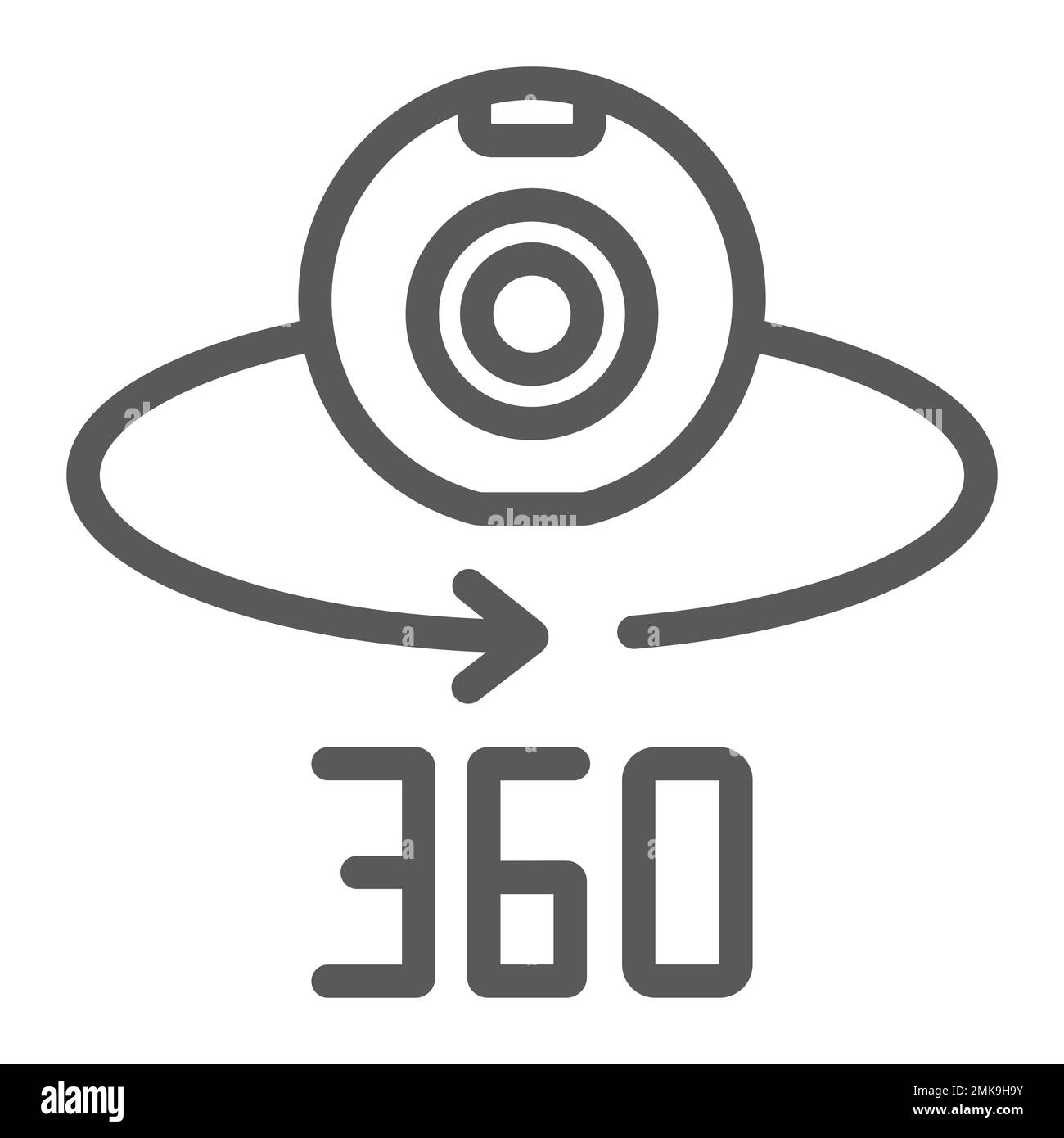 Camera 360 line icon, device and rotation, panoramic camera sign, vector graphics, a linear pattern on a white background, eps 10. Stock Vector