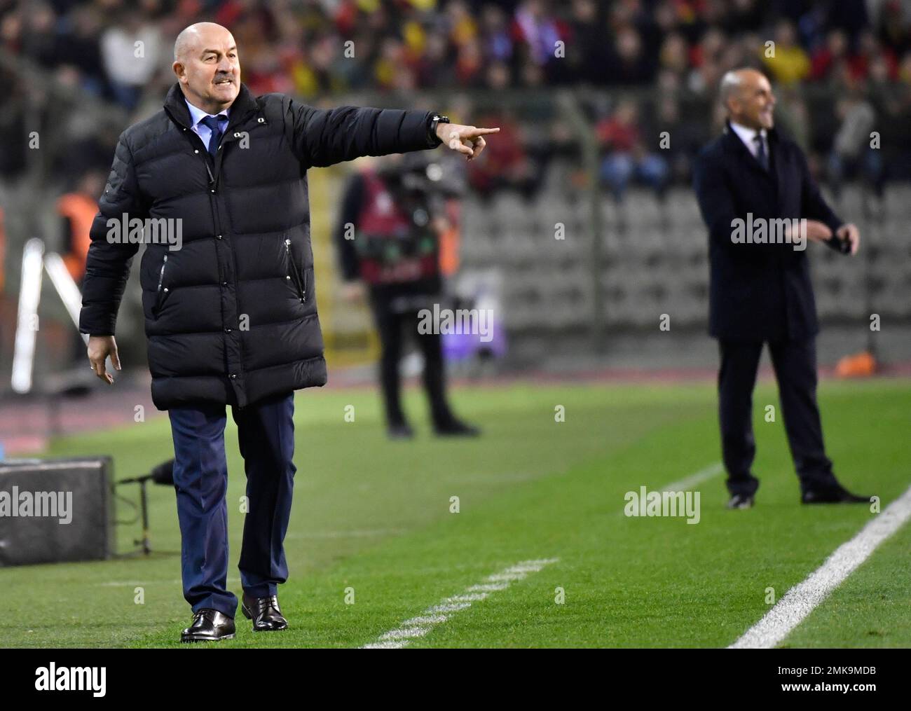 Russia's head coach Stanislav Cherchesov gestures during the Euro 2020 ...