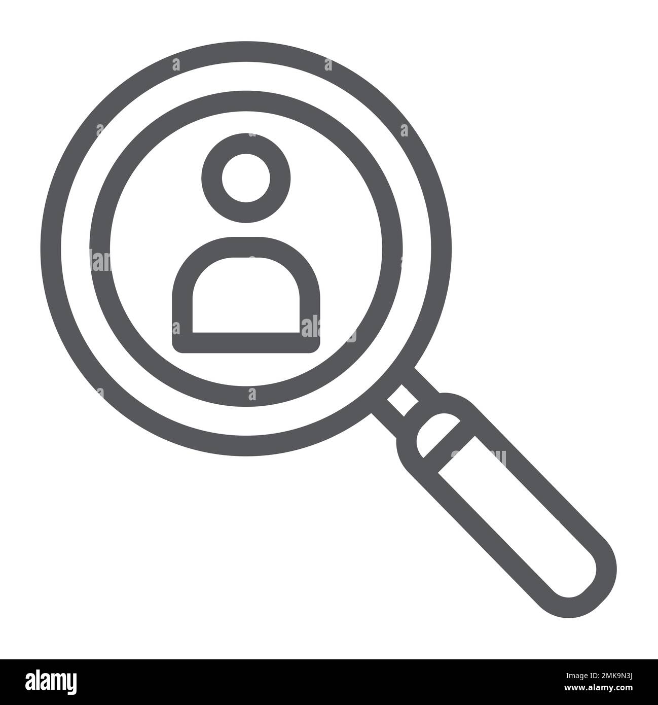 Person search line icon, recruitment and magnifier, lens with human ...