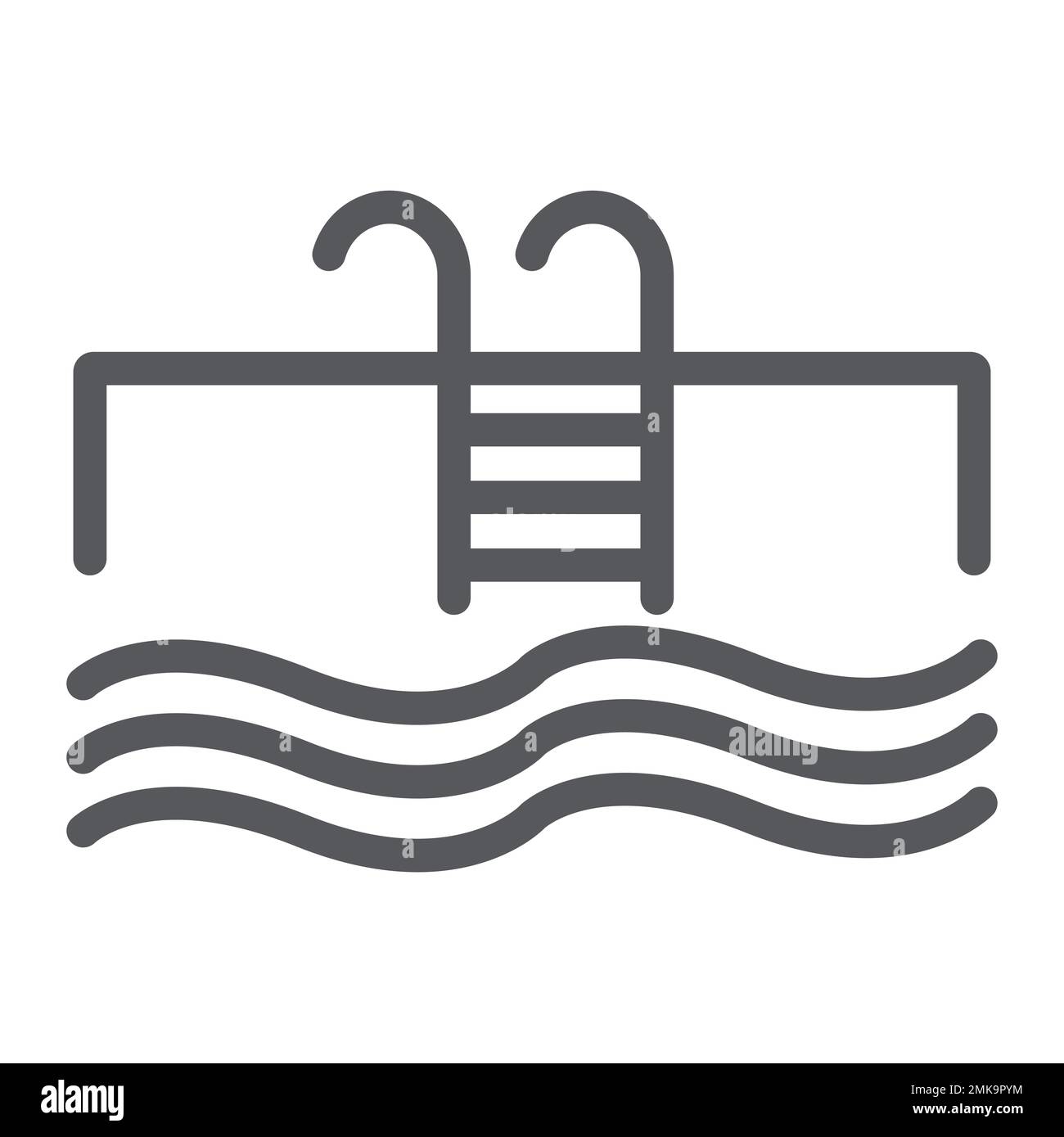 Swimming pool line icon, sport and swim, water sign, vector graphics, a ...