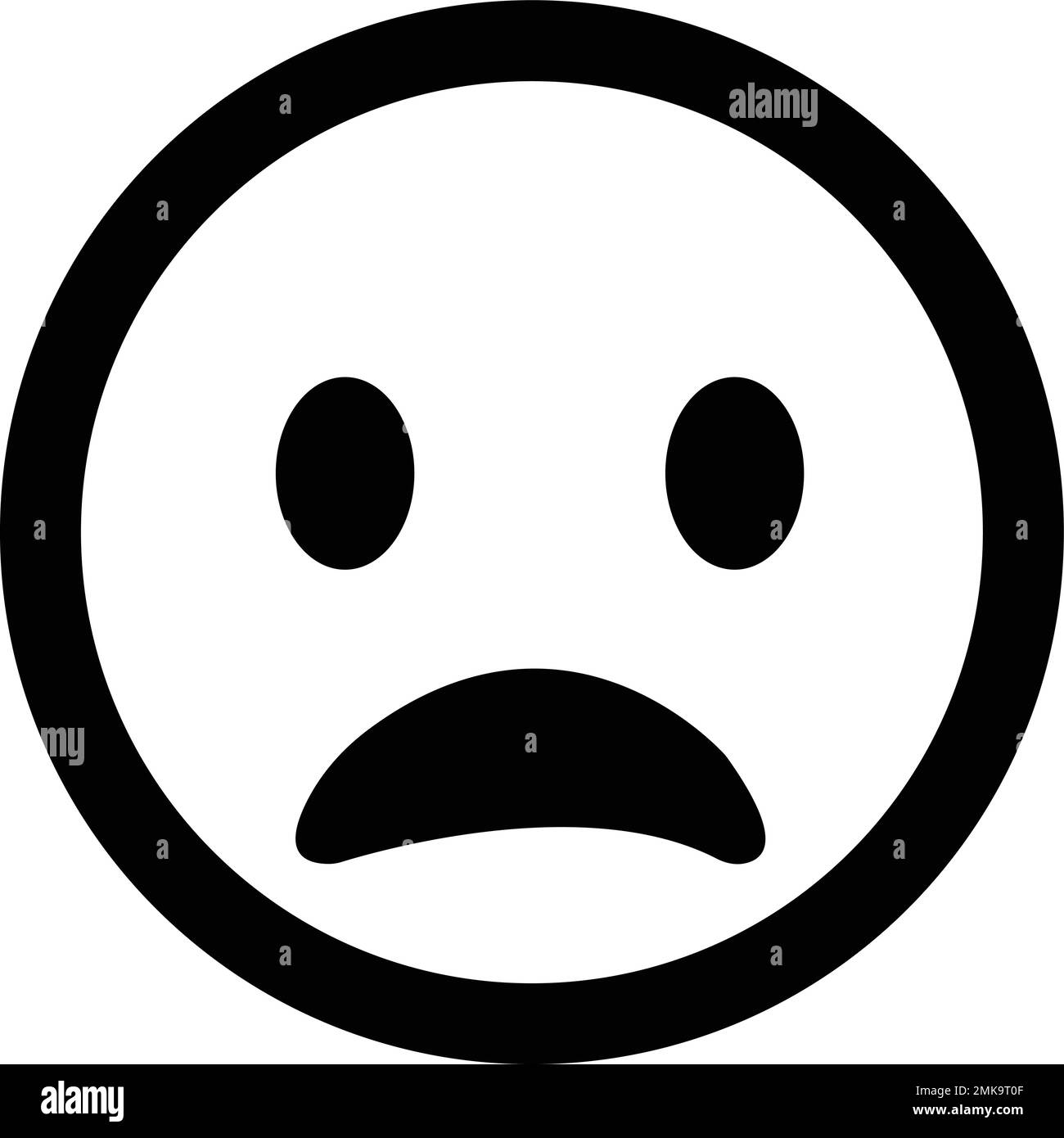 Black Sad emoji face flat style icon. Depressed emoticon. Pensive facial expression vector design Stock Vector