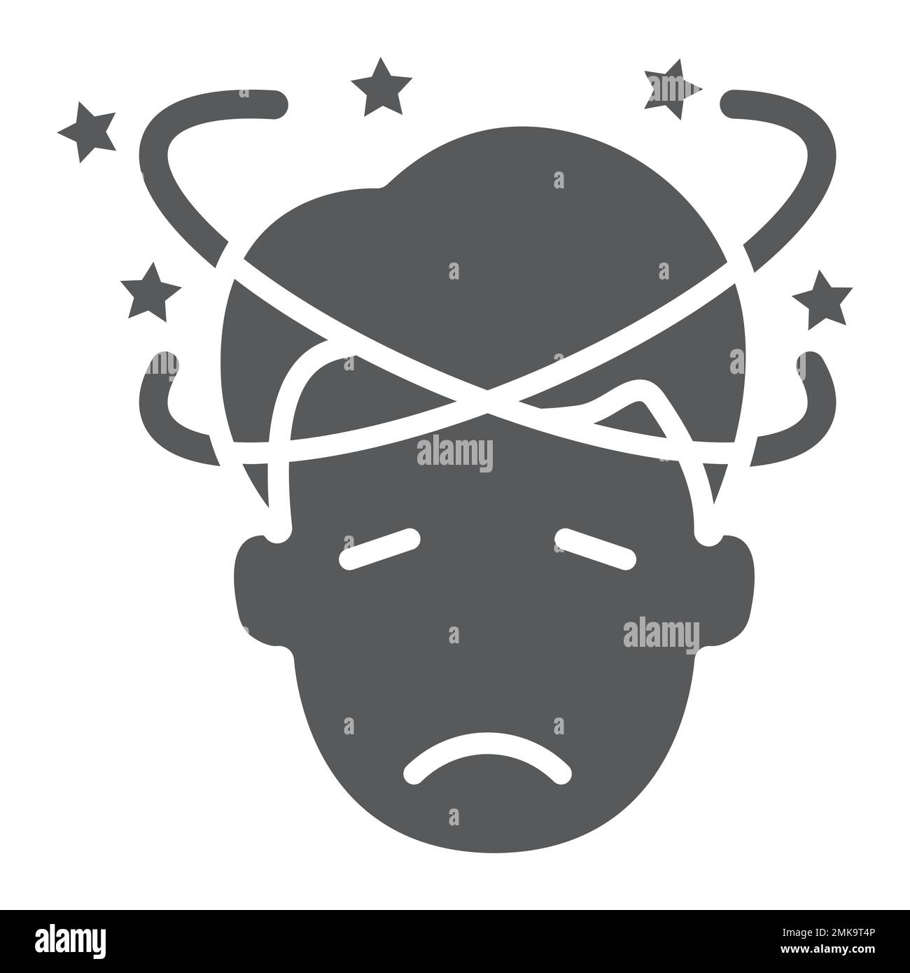 Dizziness glyph icon, stress and human, confused man sign, vector ...