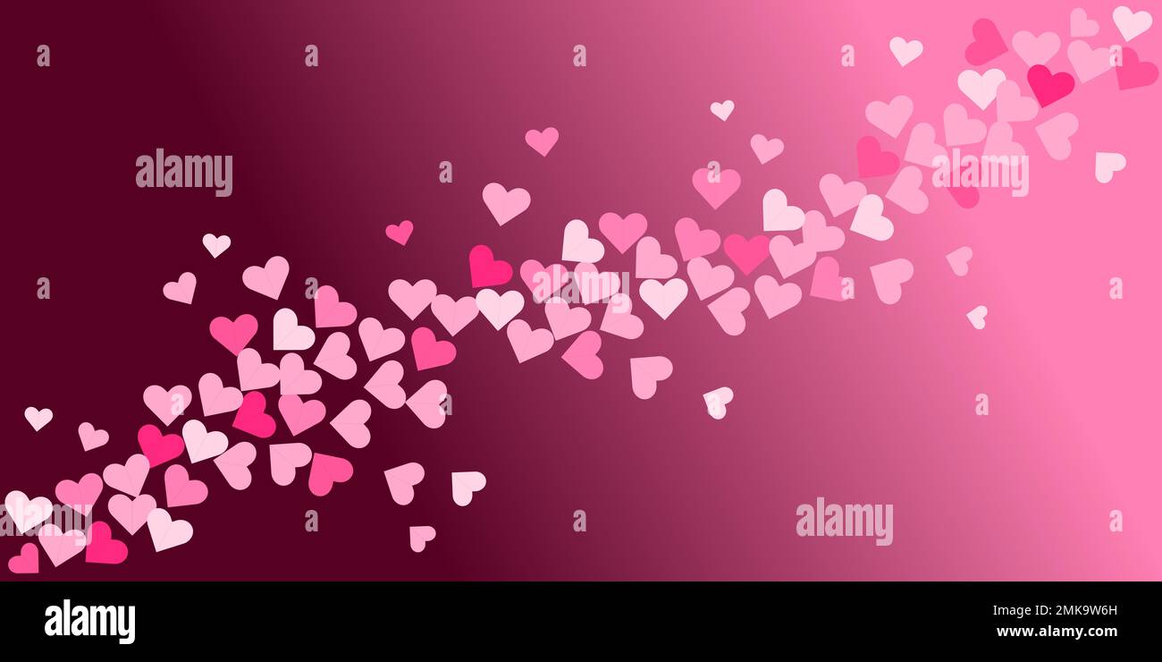 Pink background with hearts. Pink and white flying hearts on pink ...