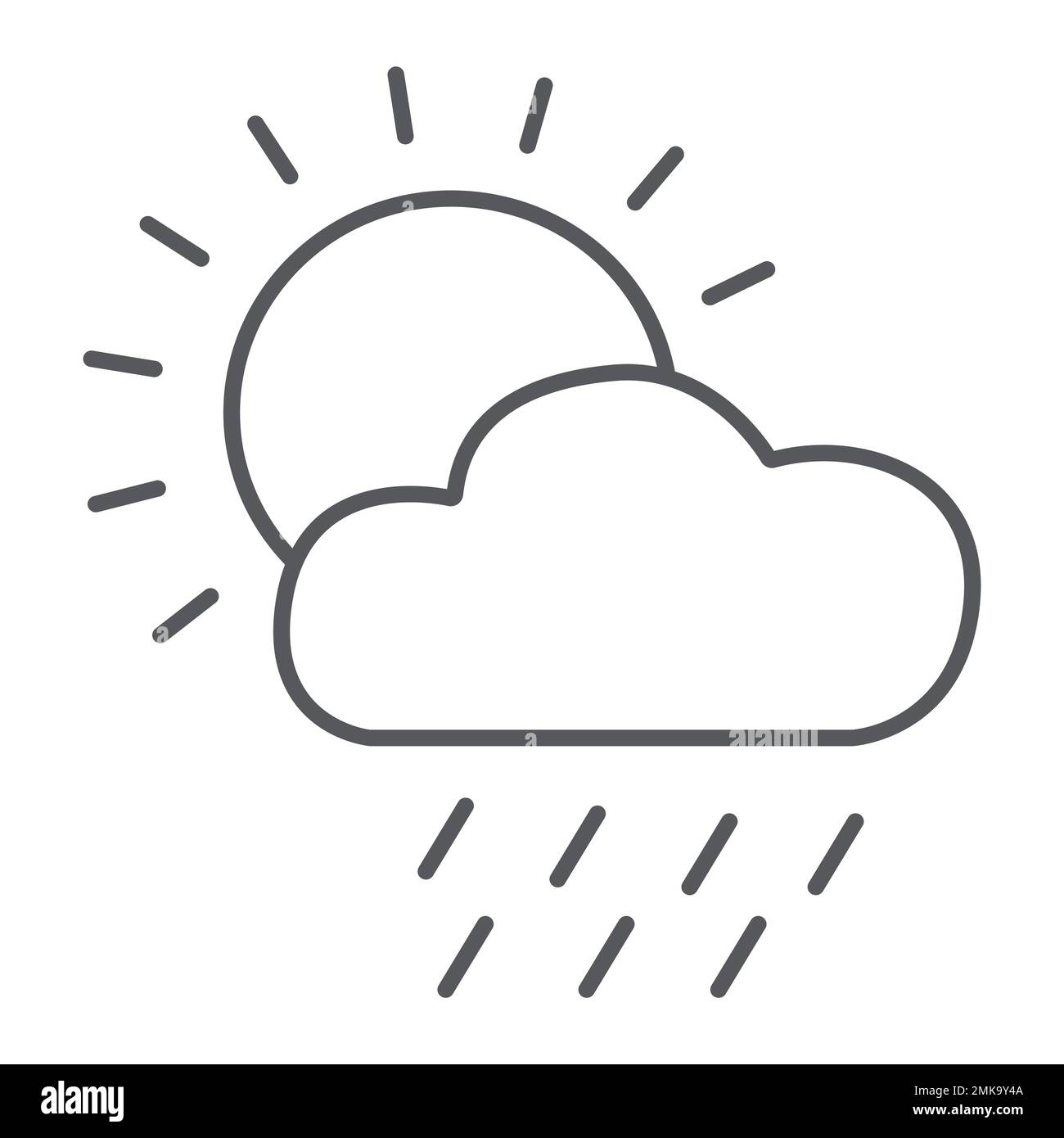 Rain thin line icon, day and sky, weather sign, vector graphics, a ...