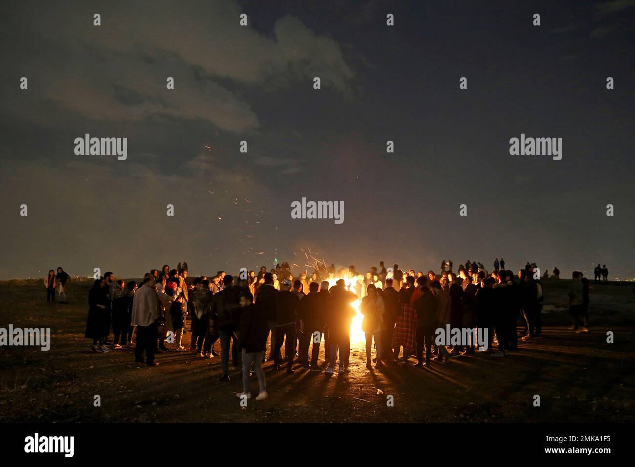 Iranians light fireworks during a celebration, known as "Chaharshanbe Souri," or Wednesday Feast