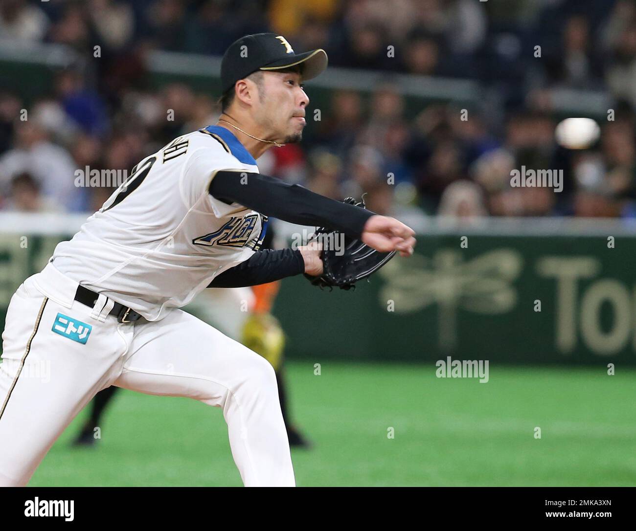 Baseball in Japan Wang Po-jung of the Nippon Ham Fighters hits a two-run  home