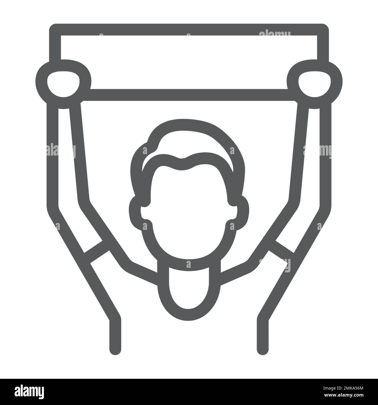 Soccer fan line icon, sport and person, football fan sign, vector