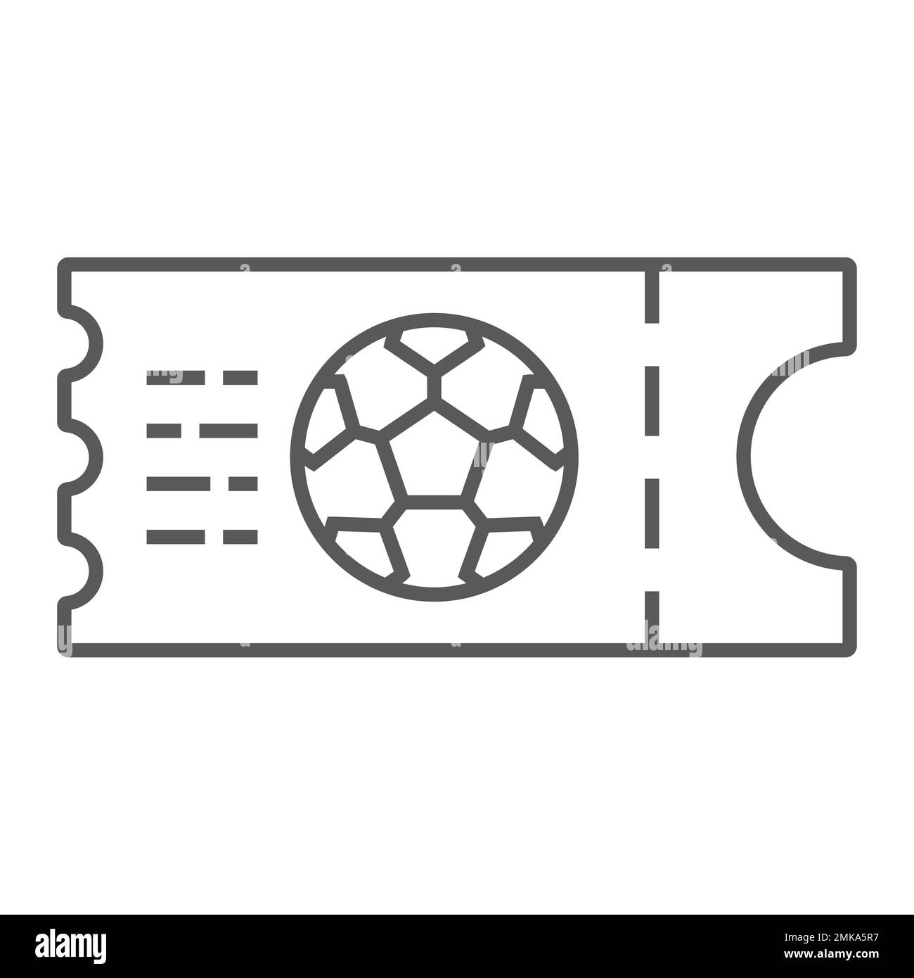 Soccer ticket thin line icon, game and play, football ticket sign