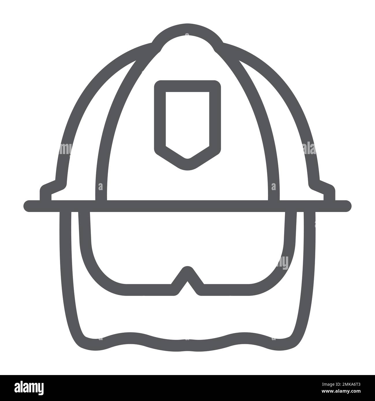 Firefighter helmet line icon, equipment and fire, head protection sign, vector graphics, a linear pattern on a white background, eps 10. Stock Vector