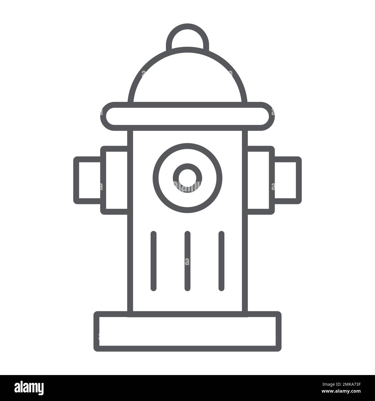 Fire hydrant thin line icon, equipment and protection, extinguish sign, vector graphics, a linear pattern on a white background, eps 10. Stock Vector