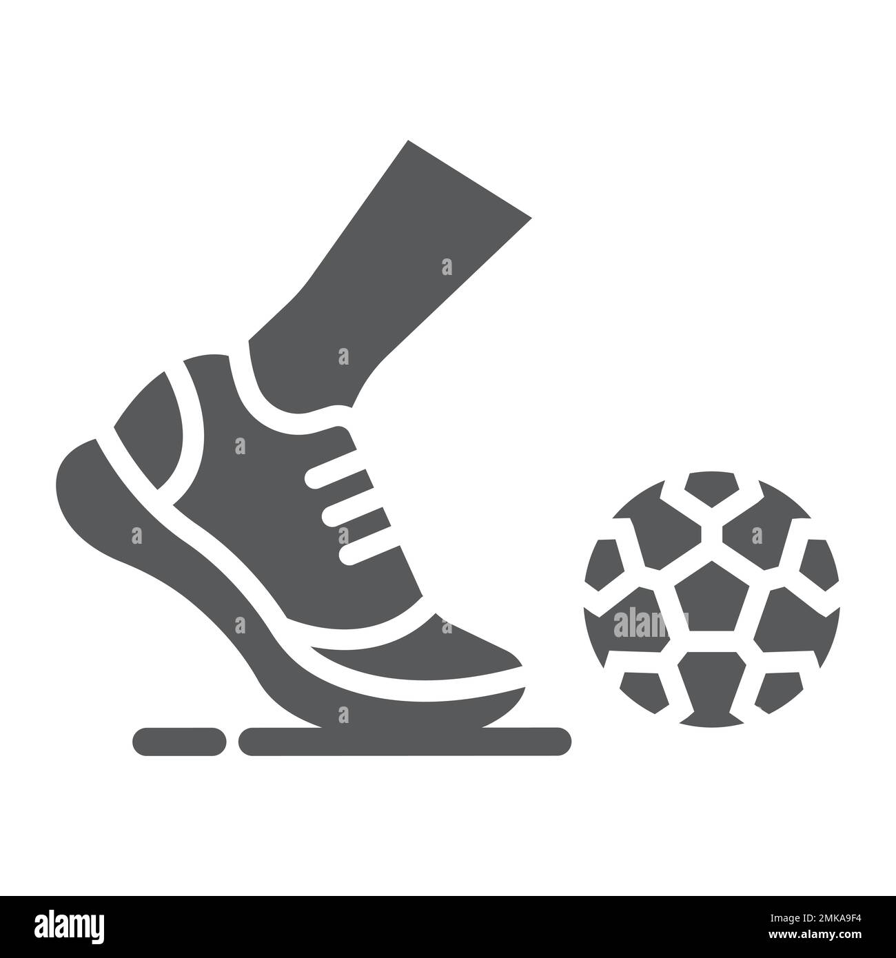 Kickball glyph icon, football and play, foot with ball sign, vector