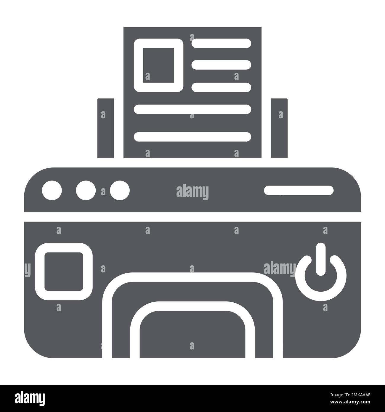 Printer glyph icon, device and print, fax sign, vector graphics, a solid pattern on a white background, eps 10. Stock Vector