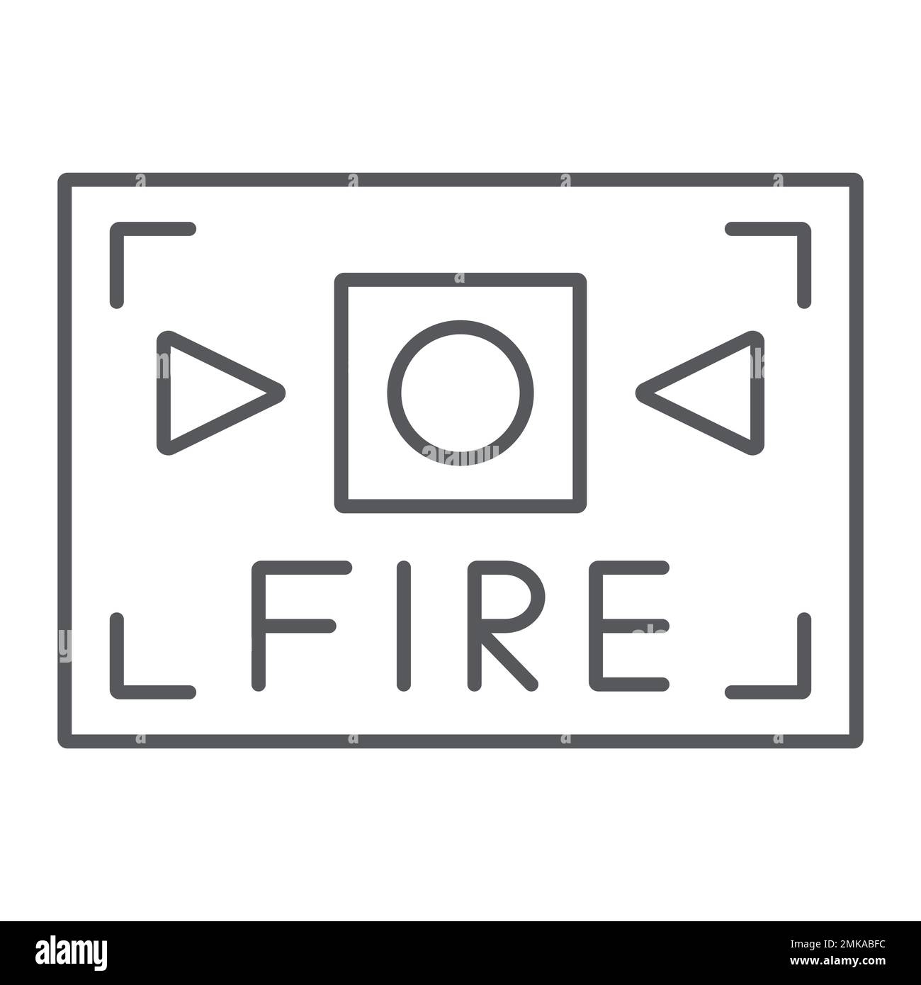 Fire alarm thin line icon, safety and equipment, fire alert sign