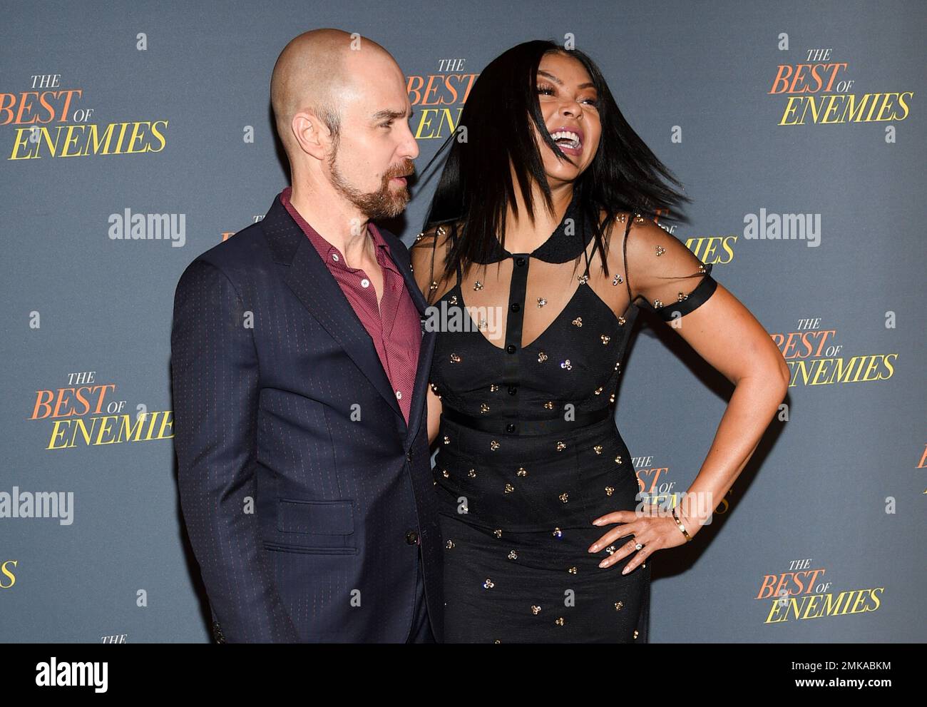 Actors Sam Rockwell Left And Taraji P Henson Pose Together During Actors sam rockwell left and taraji p henson pose together during