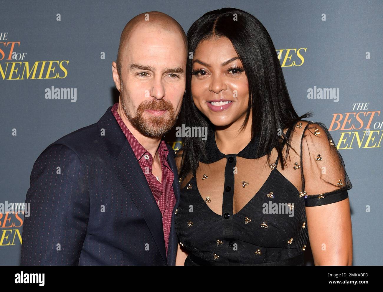 Actors Sam Rockwell Left And Taraji P Henson Pose Together During Actors sam rockwell left and taraji p henson pose together during