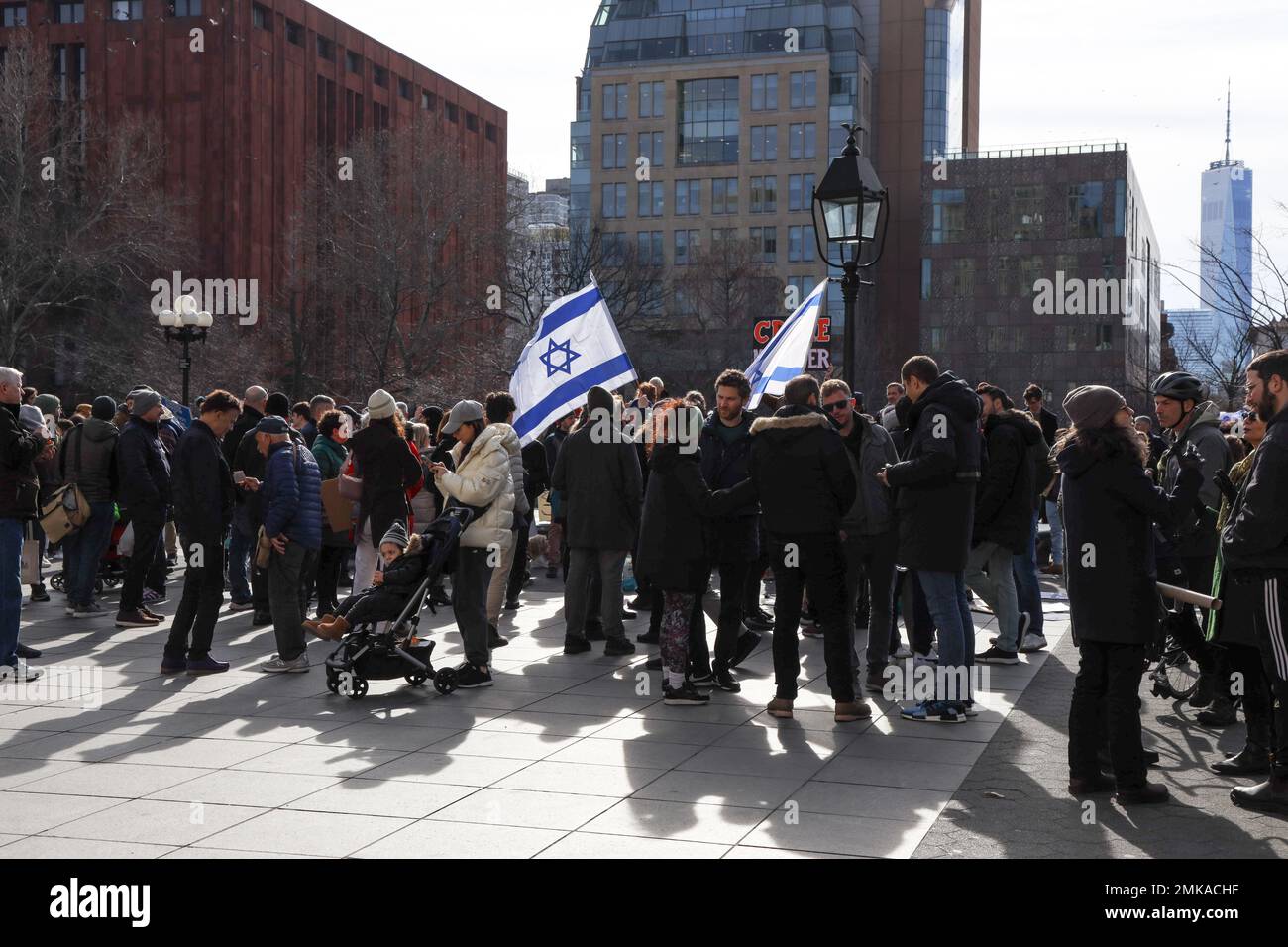 Protesters during an act in support of democracy in Israel in Washington Square Park on the island of Manhattan in New York in the United States this Saturday, 28. Credit: Brazil Photo Press/Alamy Live News Stock Photo