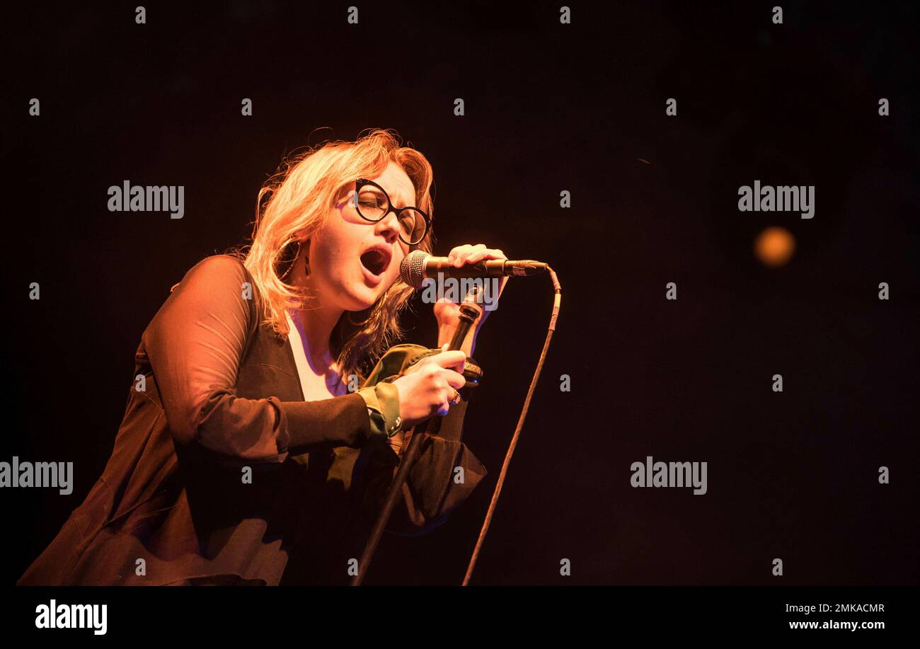 Singer Denise Gutierrez of band Hello Hello Seahorse! performs during ...