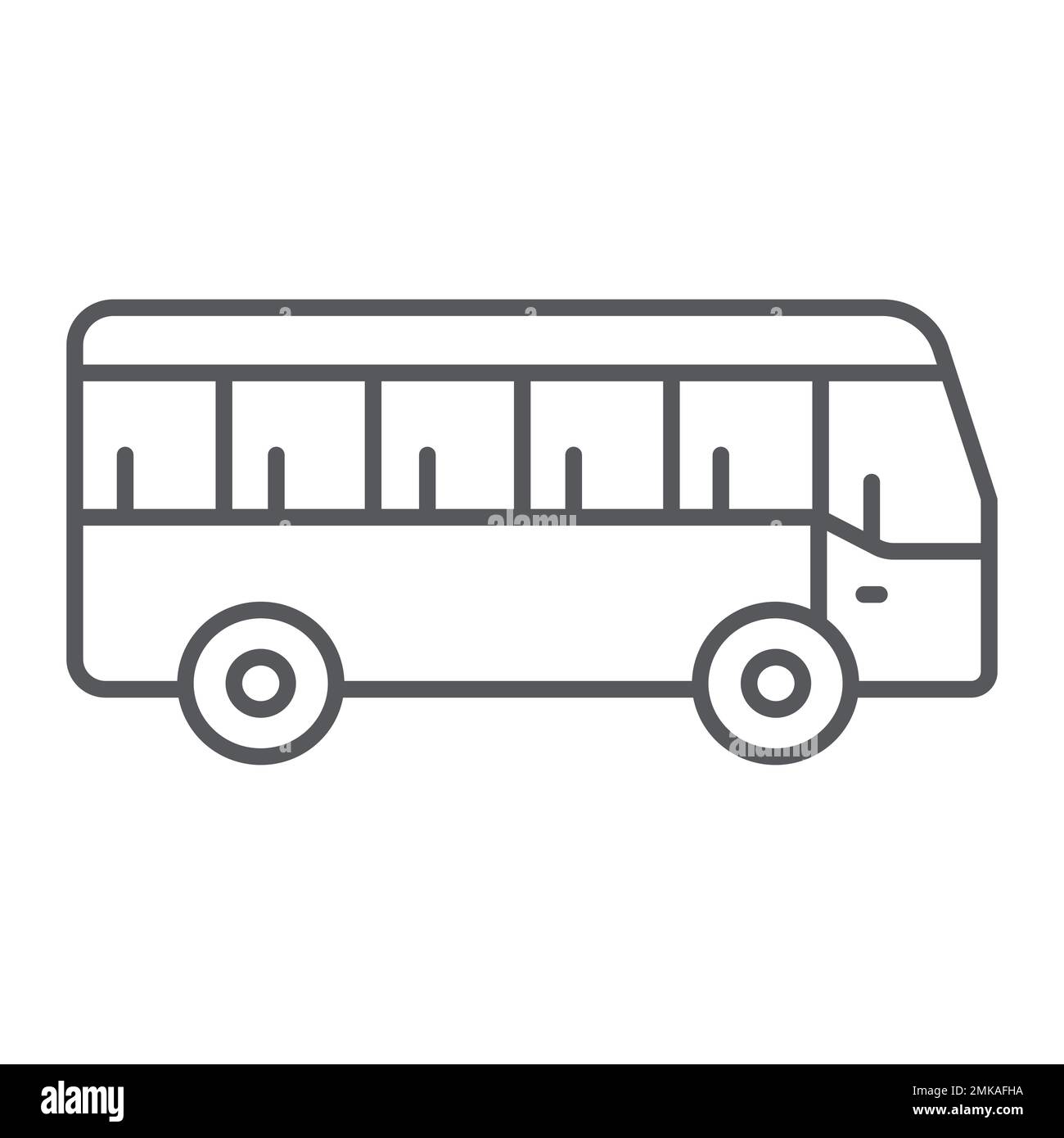 Bus thin line icon, transport and transportation, traffic sign, vector ...