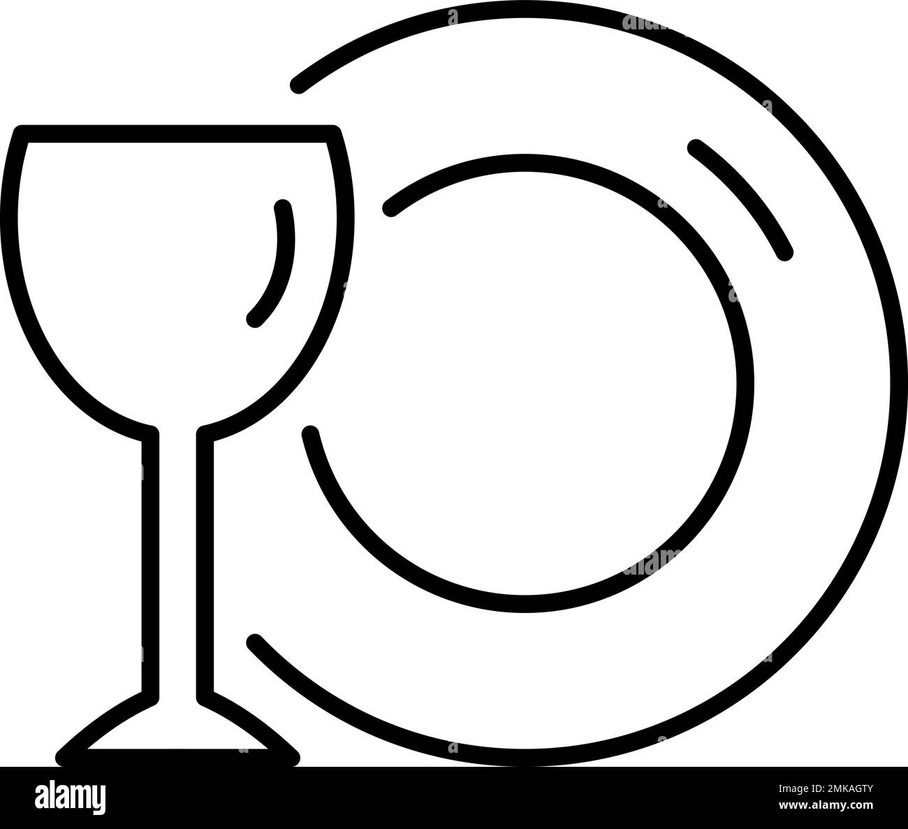 Crockery, dishes, glass vector icon on transparent background. Outline