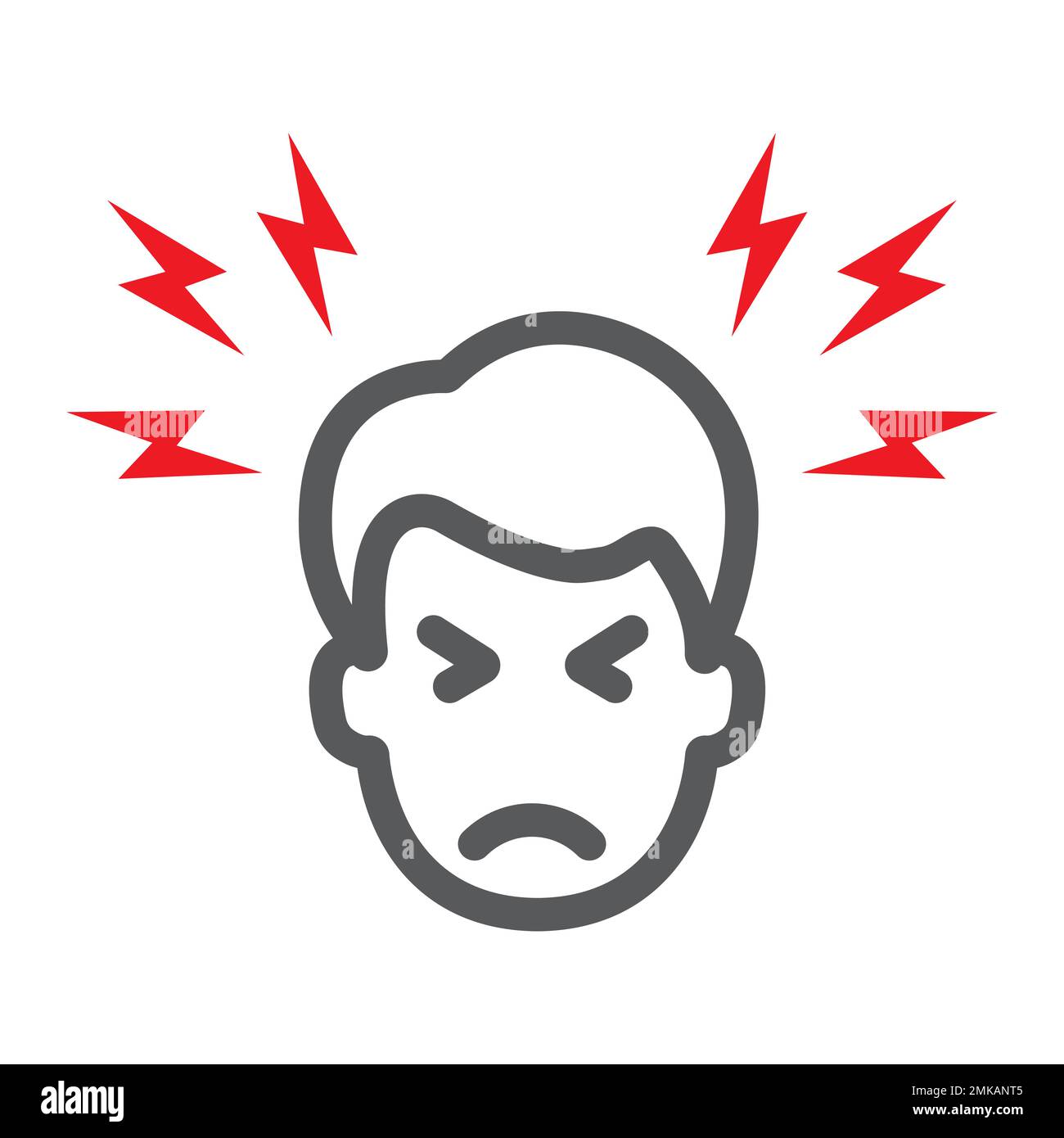 Headache line icon, body and pain, head pain sign, vector graphics, a