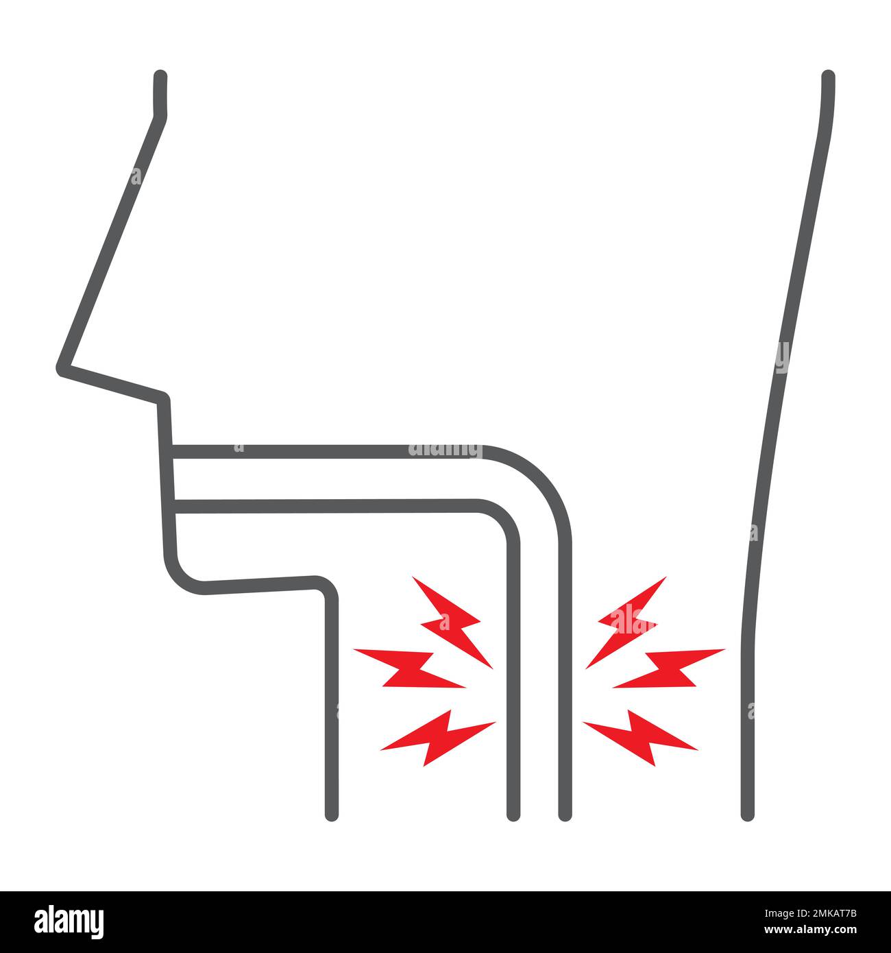 Sore throat thin line icon, body and pain, inflammation sign, vector