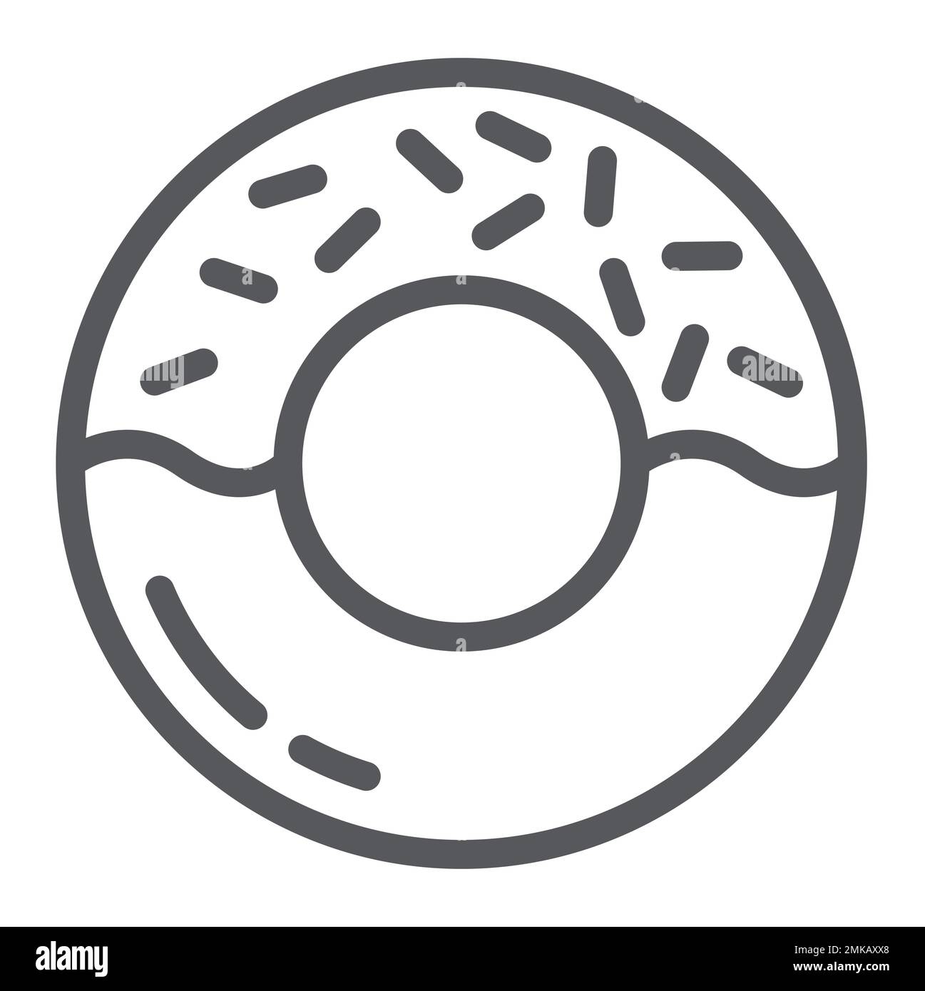Donut line icon, delicious and food, cake sign, vector graphics, a ...