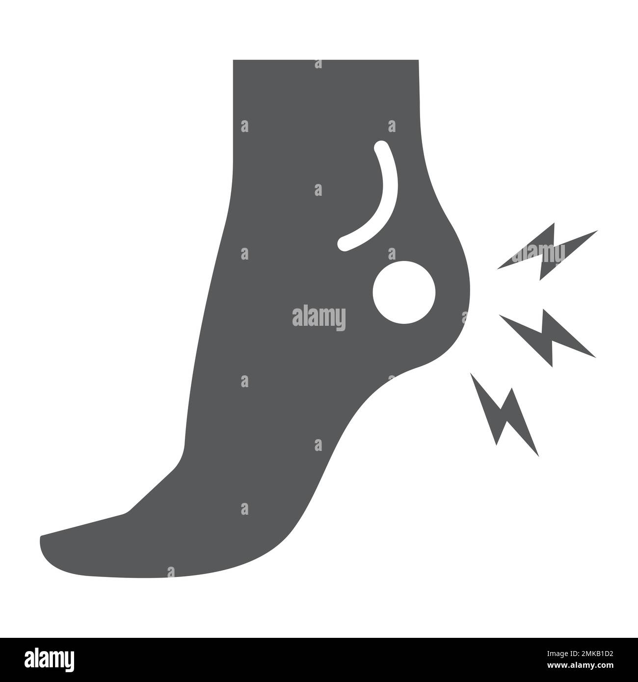 Heel pain glyph icon, body and painful, foot ache sign, vector graphics