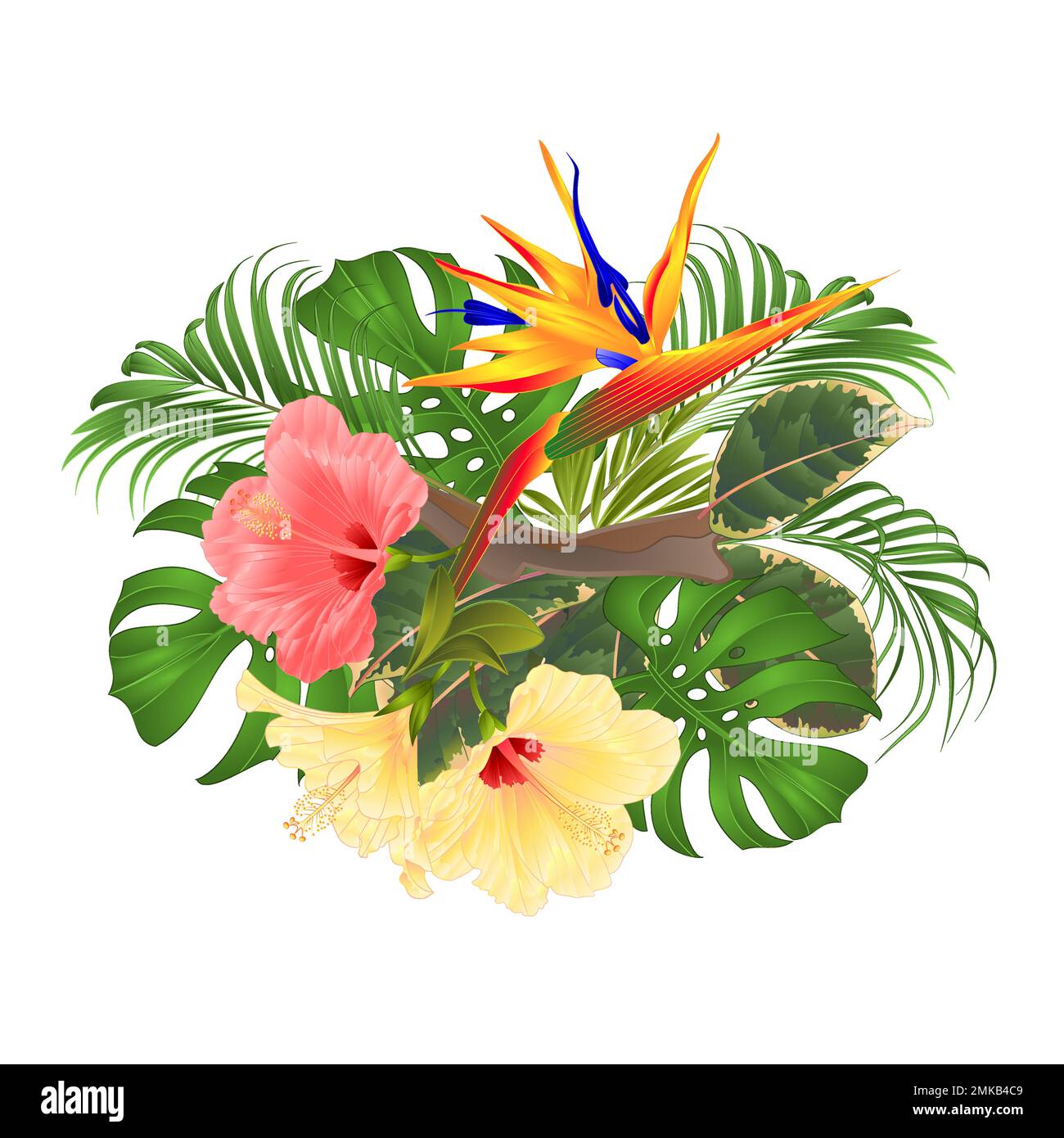 Bouquet with tropical flowers floral arrangement with beautiful pink ...