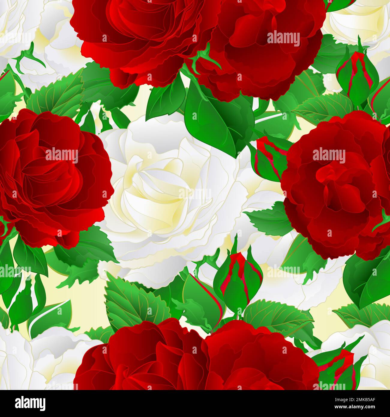 Seamless texture two white and red roses festive background vintage ...