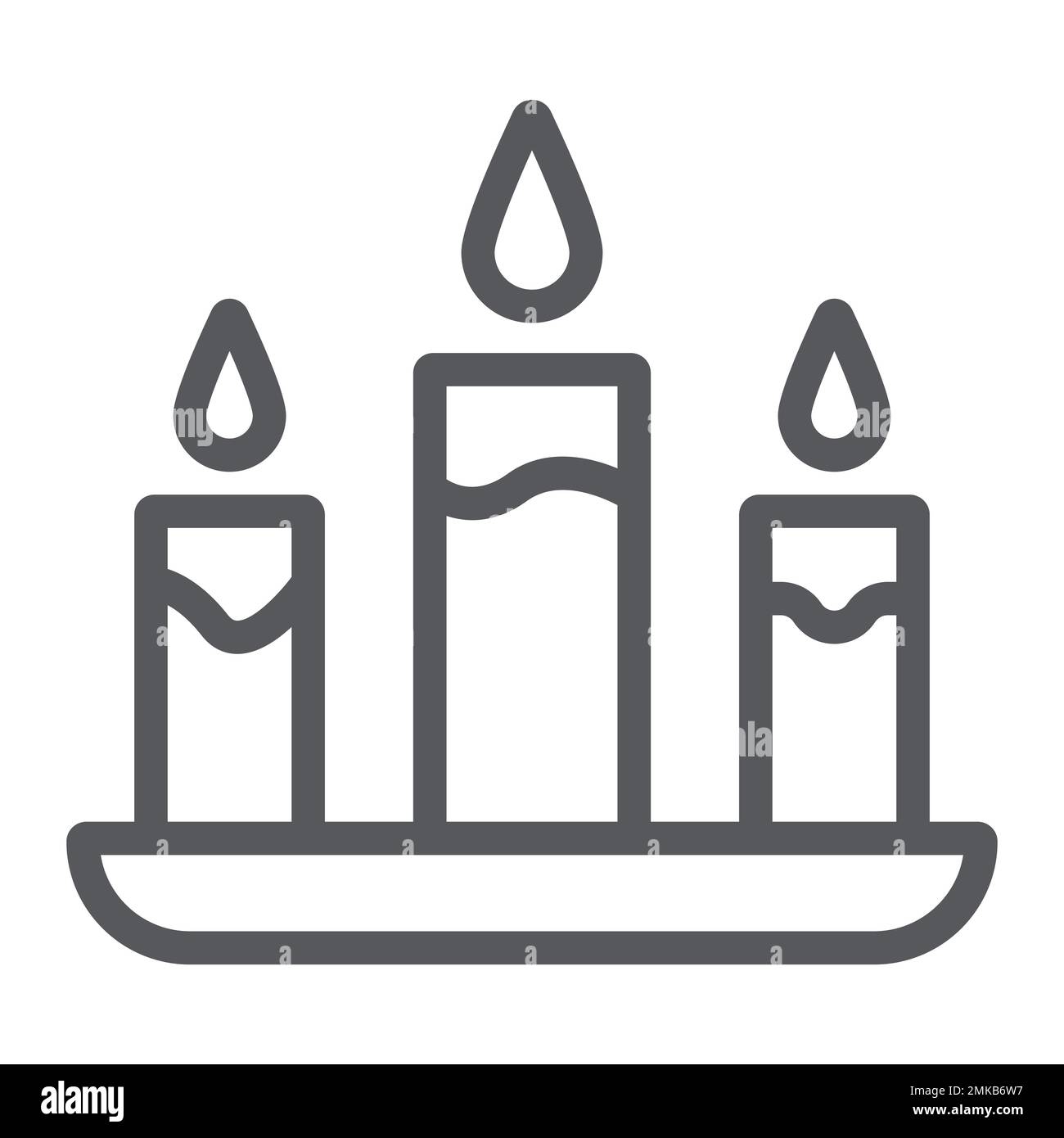 Candle line icon, fire and light, candlelight sign, vector graphics, a linear pattern on a white background, eps 10. Stock Vector
