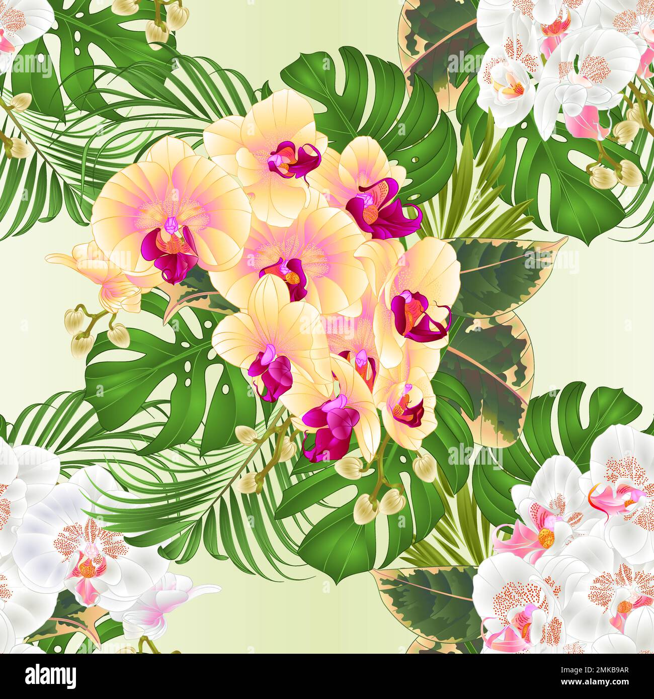Seamless texture bouquet with tropical flowers floral arrangement, with ...