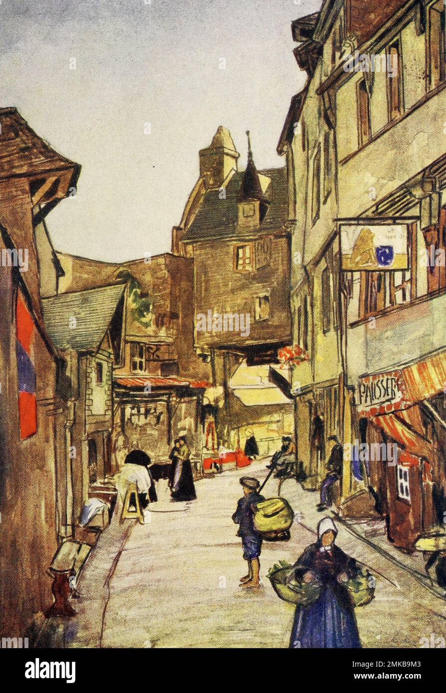 A Street, Mont St Michel, Normandy, France, circa 1900 Stock Photo