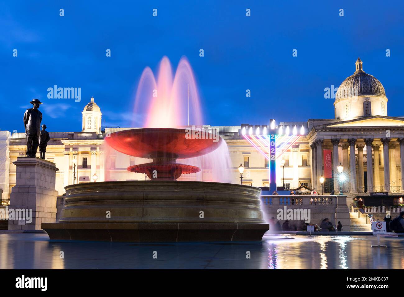 Christmas tree and lights at Trafalgar square in front of national gallery London Westend England UK Stock Photo