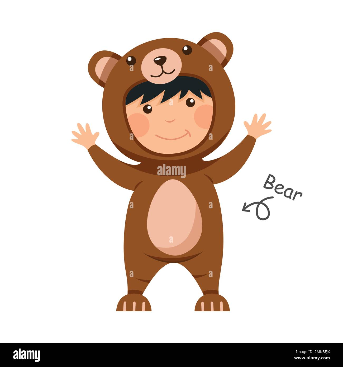 Happy child is wearing Bear animal costumes . Vector . Stock Vector