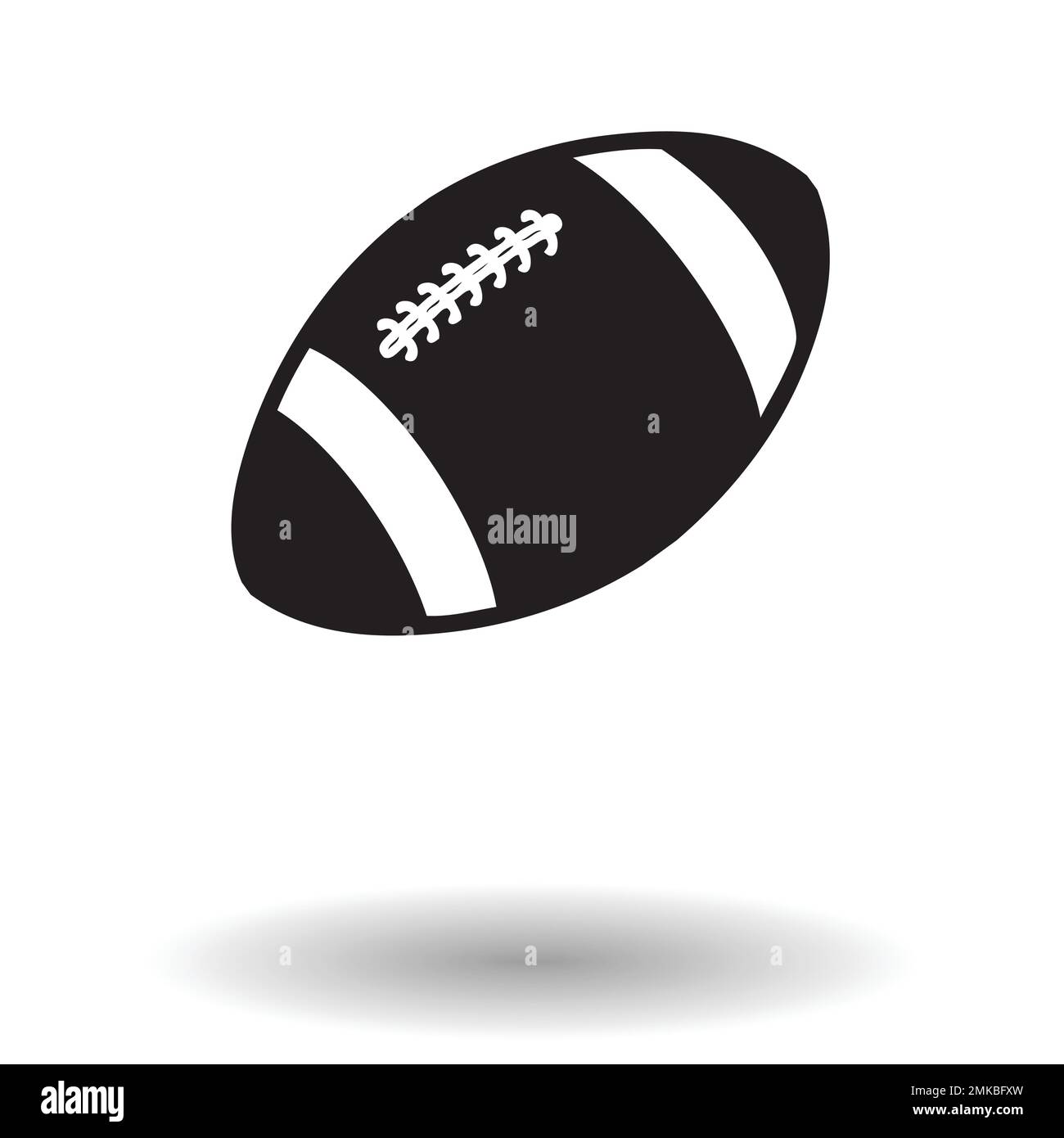 American footbal, rugby ball icon with shadow over white background vector illustration. Sportclub logo concept Stock Vector