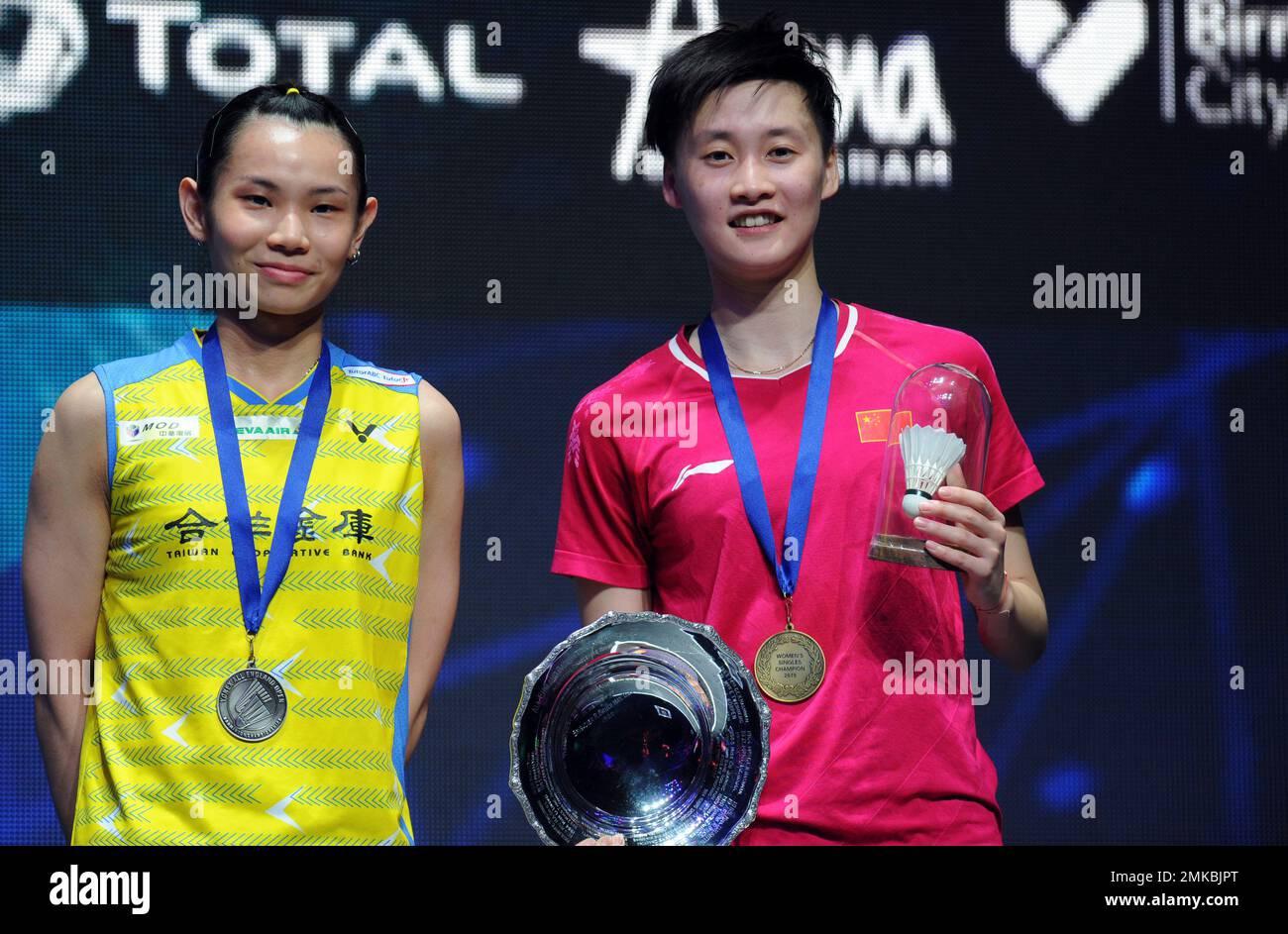 Gold medalist Chen Yufei, right, of China and silver medalist Tai Tzu ...