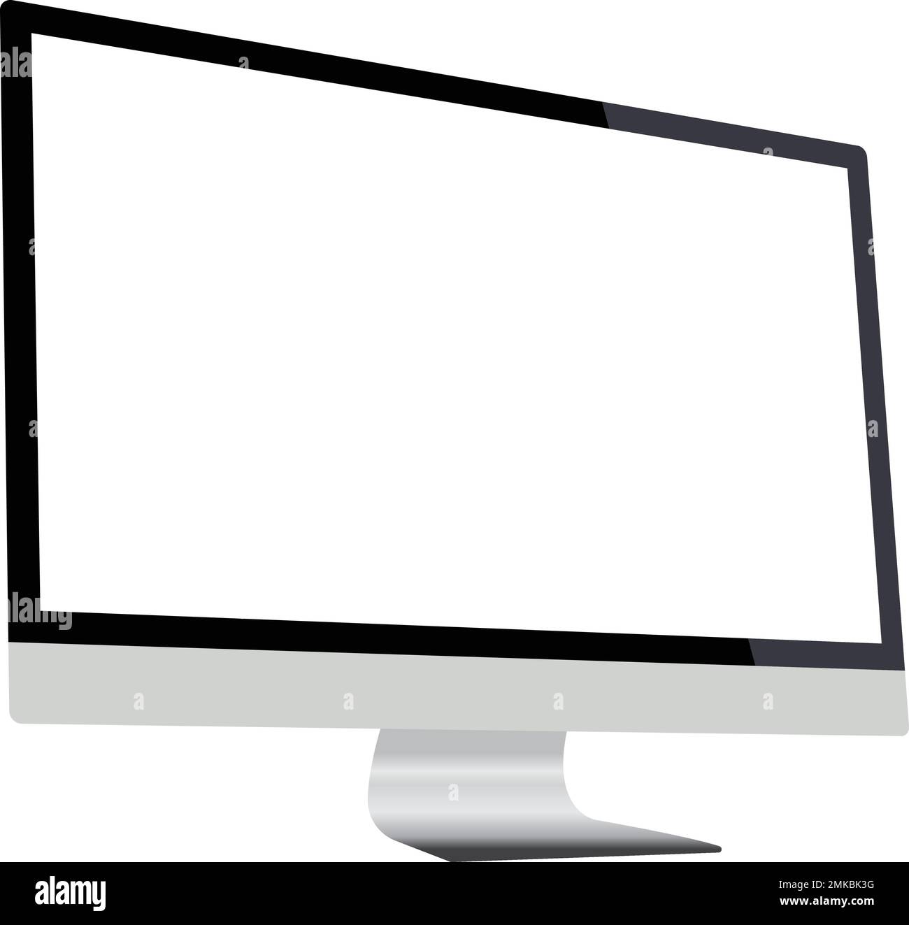 Realistic illustration of black computer LCD monitor with silver stand ...